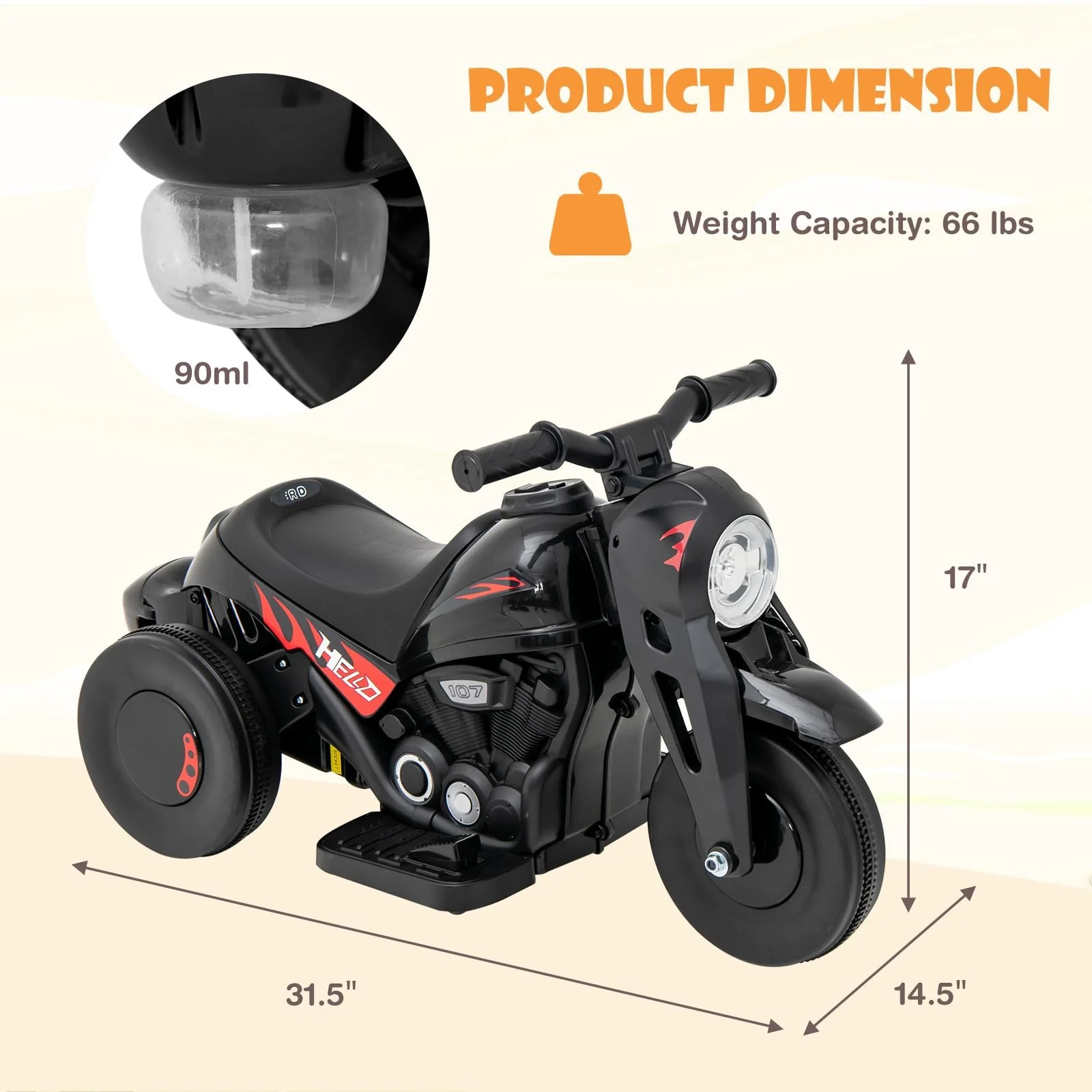 6V Electric Kids Motorcycle Ride-On Car with Automatic Bubble Function and Foot Pedal Control - Image 7