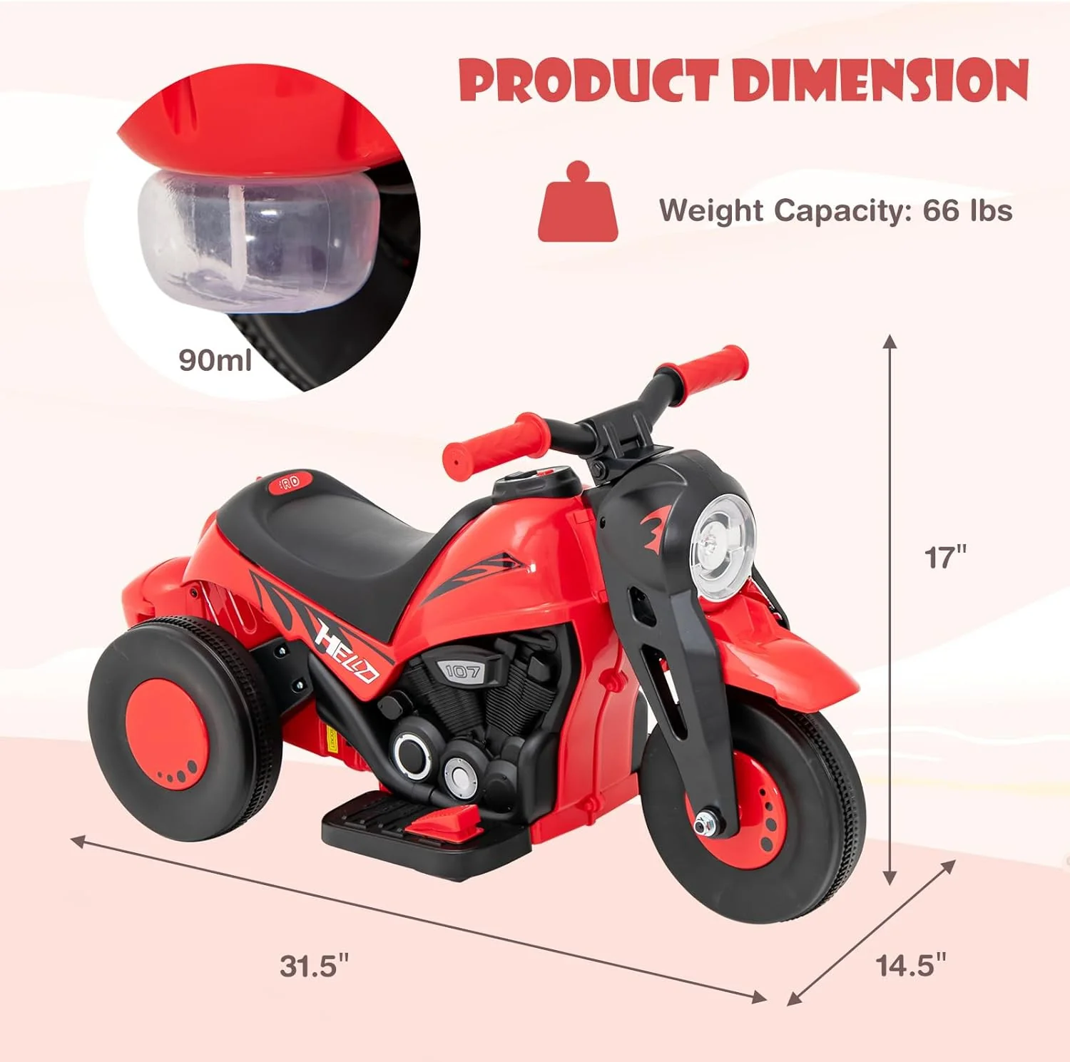 Kids 6V Electric Ride-On Motorcycle Car with Automatic Bubble Function and Foot Pedal - Image 6