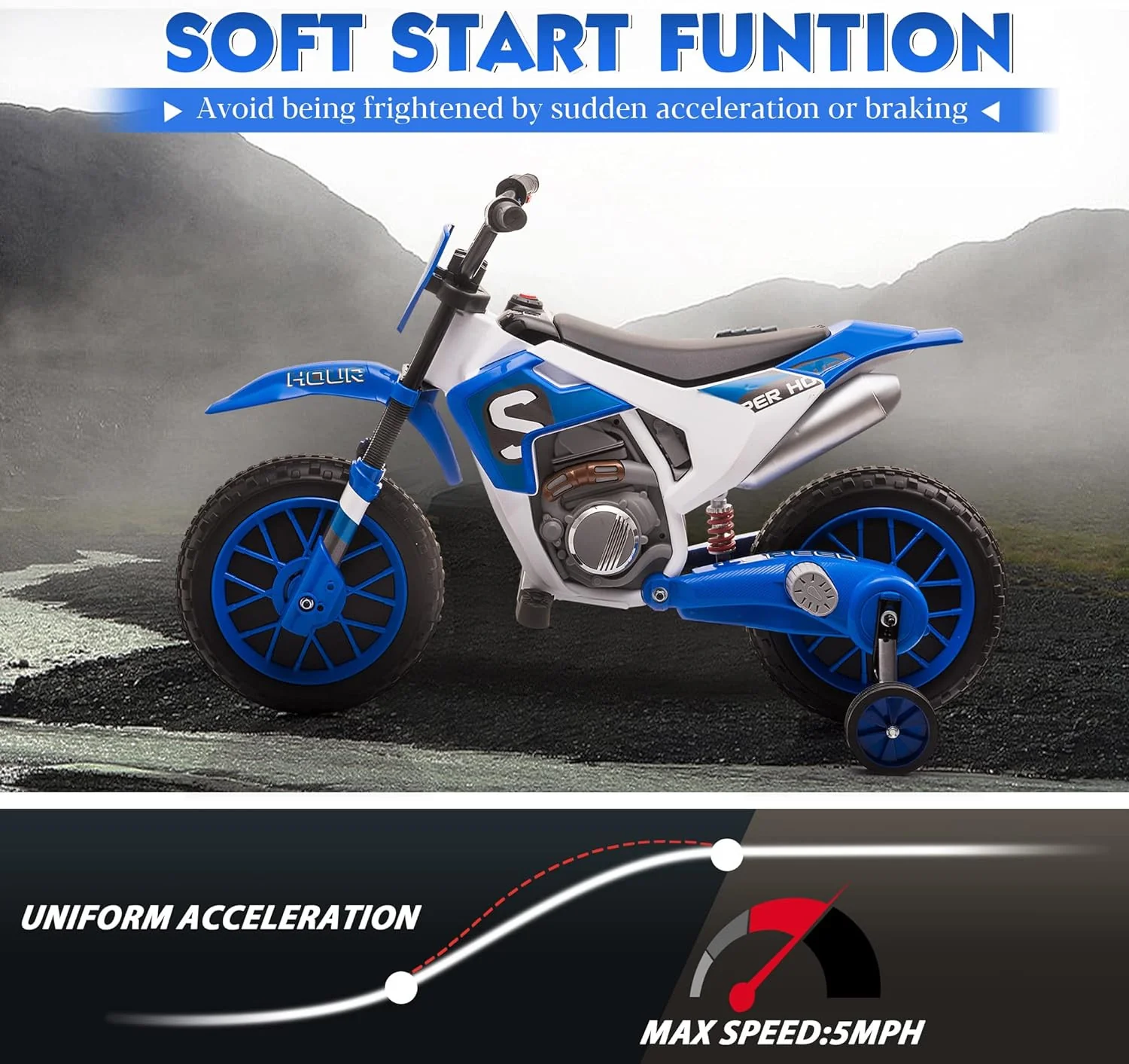 12V Electric Kids Dirt Bike Ride-On Battery Powered Motorcycle Toy - Image 4