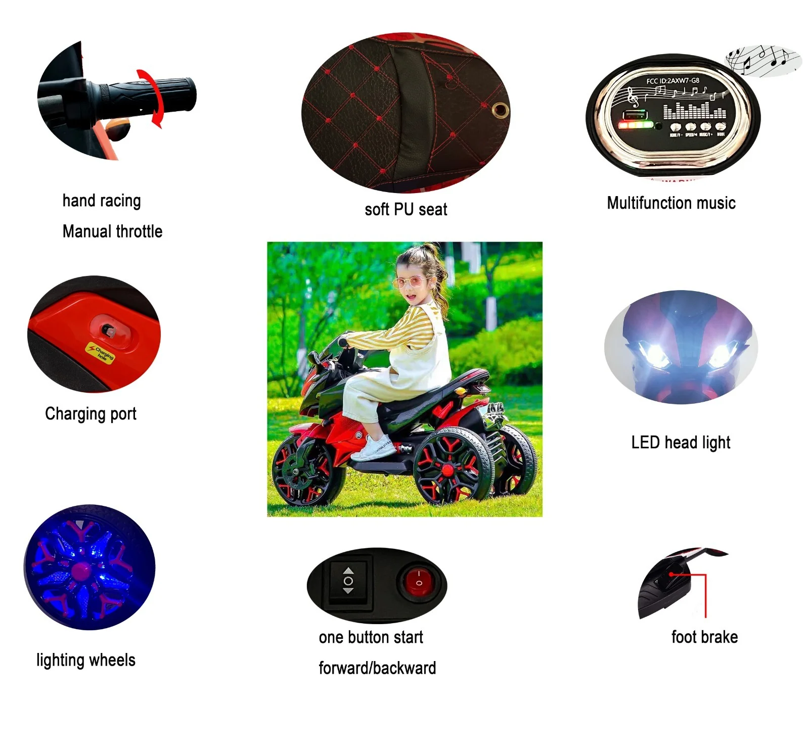 Kids Ride-On 3-Wheel Rechargeable Battery-Powered Motorcycle - Image 5