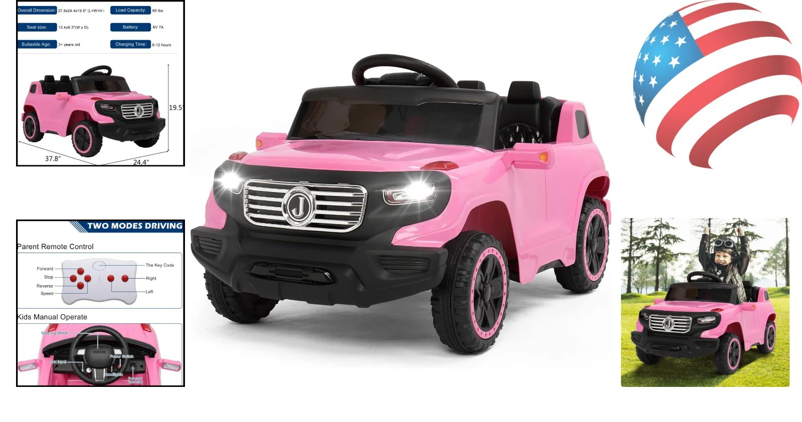 Motorized Kids Truck with 3 Speeds and LED Lights for Toddlers - Image 2
