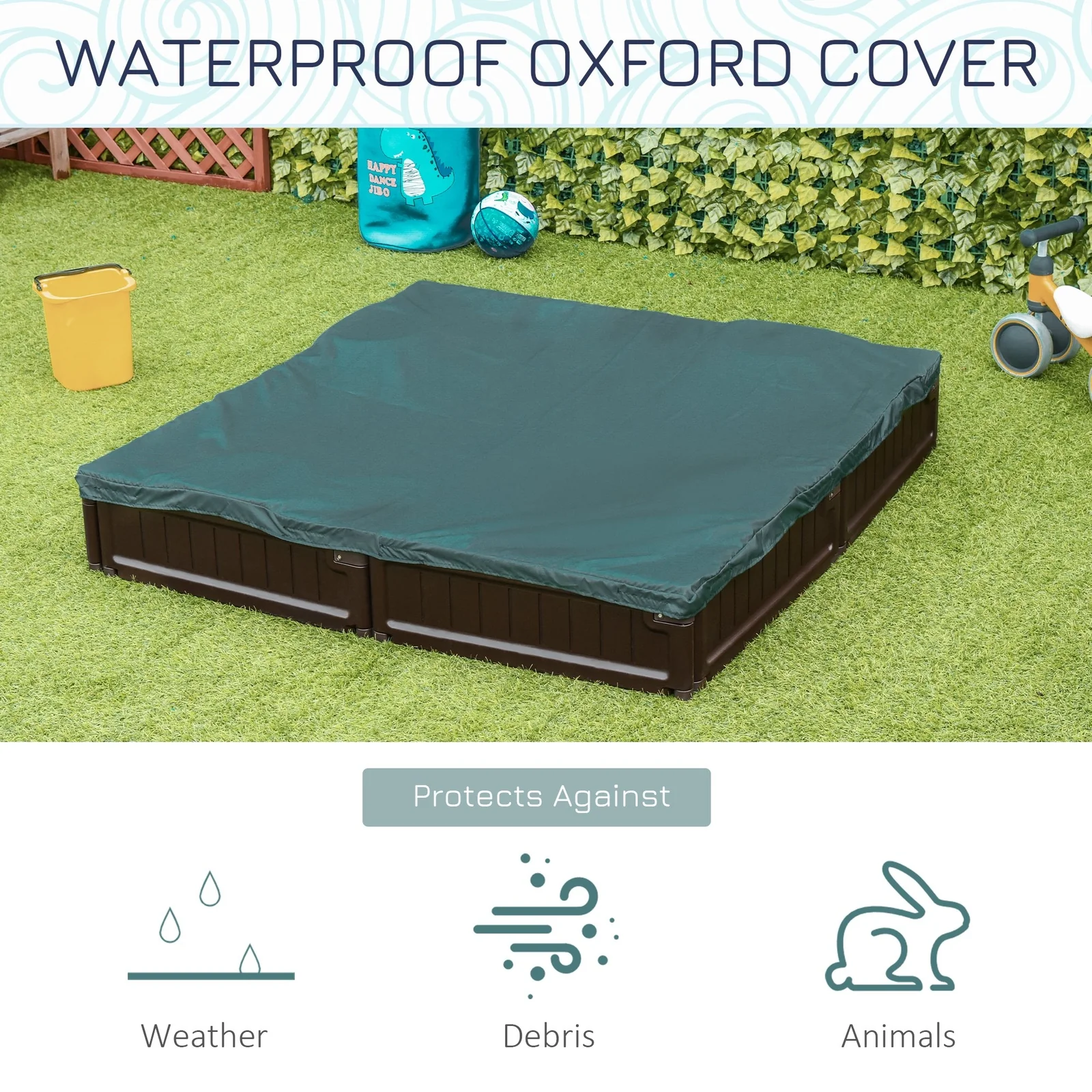 Children's Outdoor Sandbox with Cover for Garden, Easy Assembly Play Station - Image 4