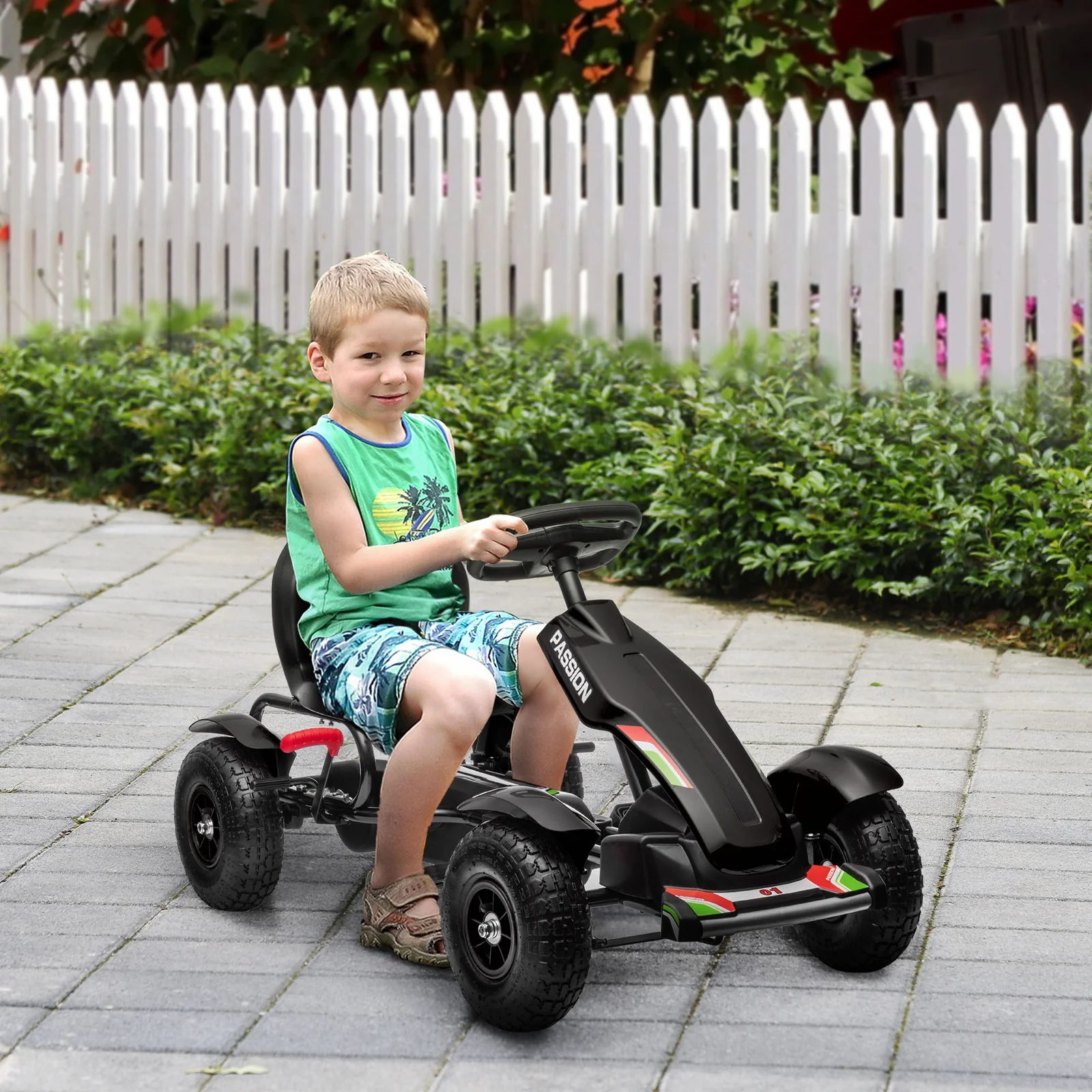 Kids Pedal Go-Kart Outdoor Ride-On Toy with Adjustable Seat and Precise Handling - Image 2