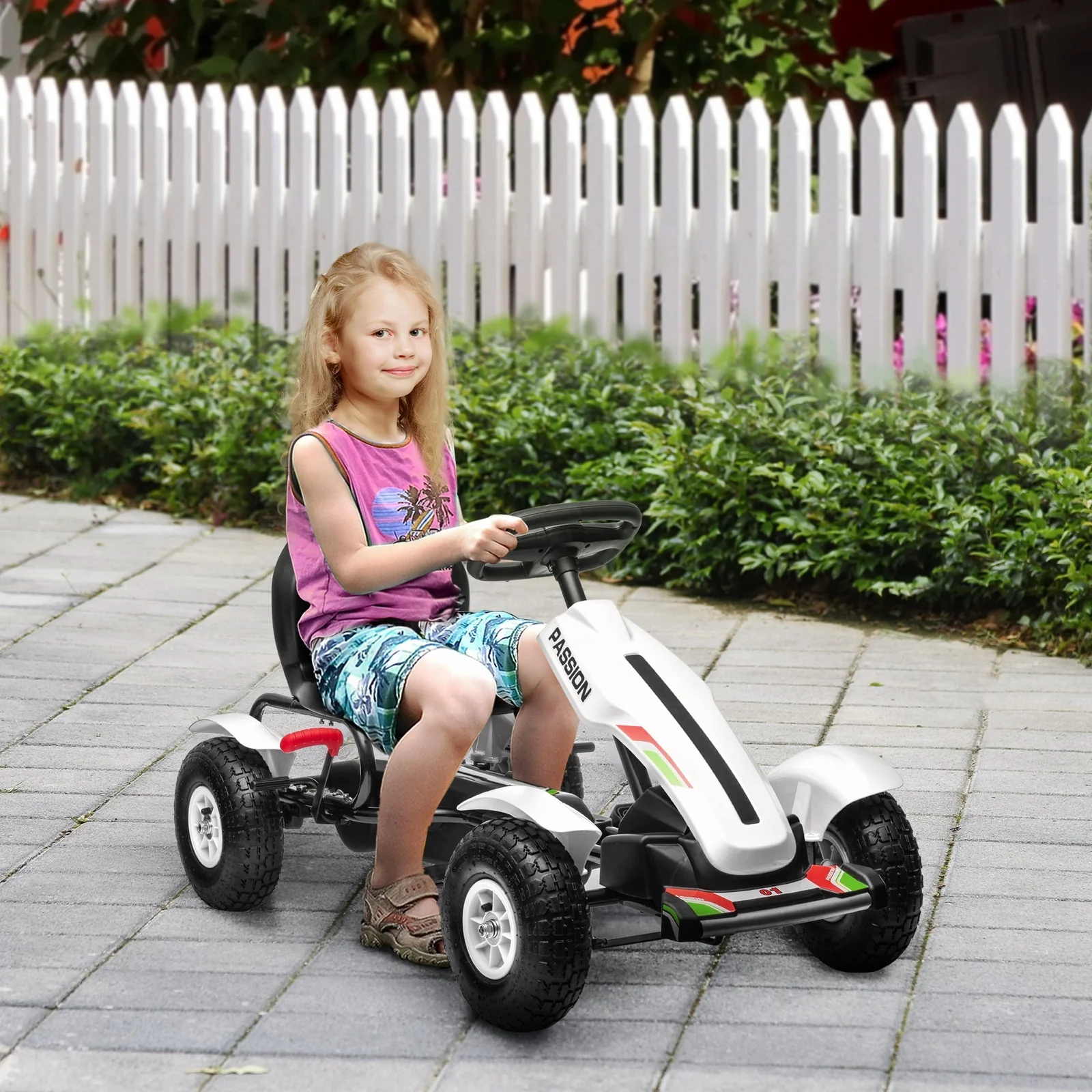 Kids Pedal Go-Kart Outdoor Ride-On Toy with Adjustable Seat and Precise Handling - Image 2