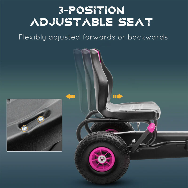 Pedal Go-Kart Ride-On Car with Suspension and Hand Brake for Kids 5-12 - Image 7