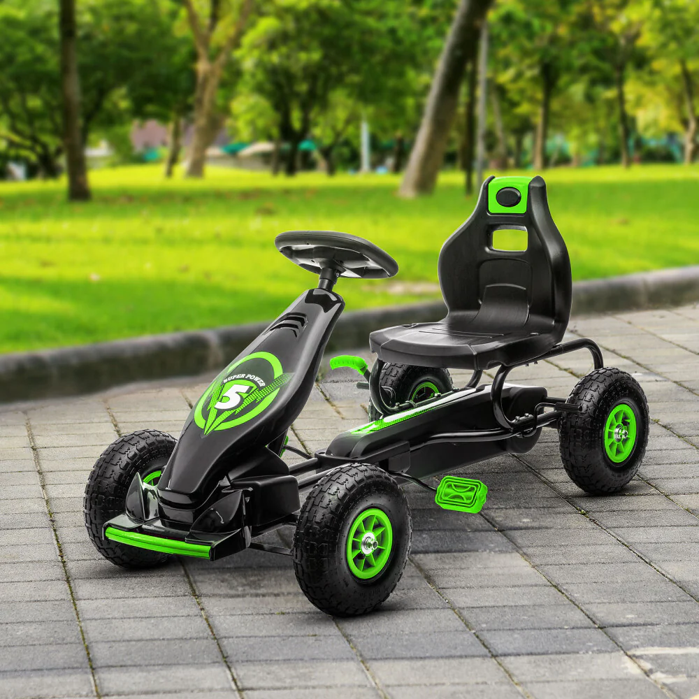 Kids Pedal Go-Kart Ride-On Toy with Durable Wear-Resistant Tread Green - Image 8