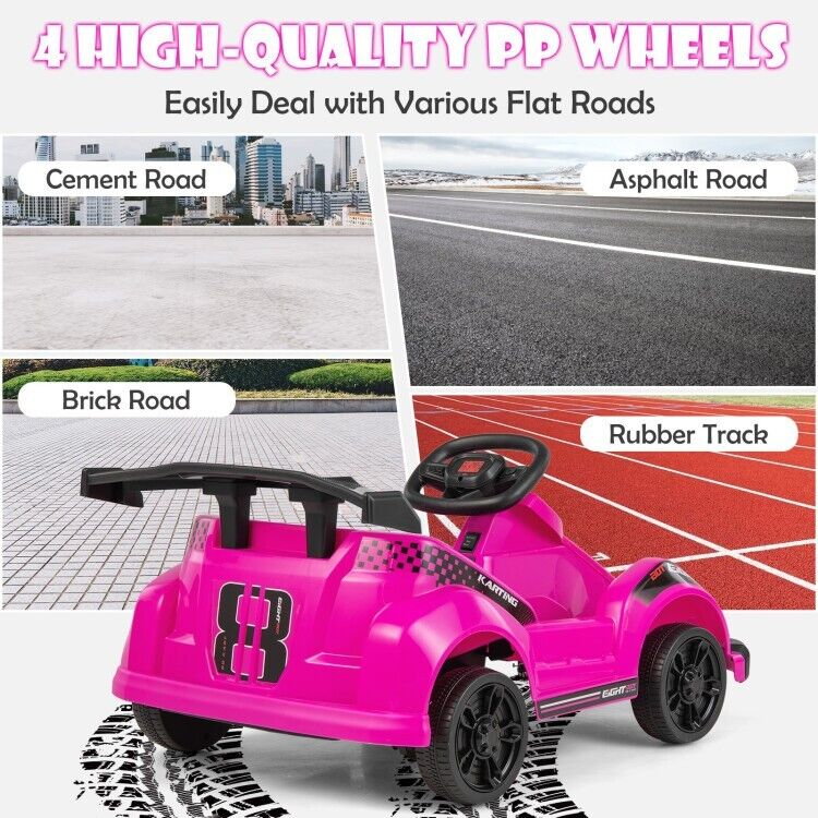 Kid's Pink 6V Battery Powered Go Kart with Remote Control and Safety Belt - Image 7
