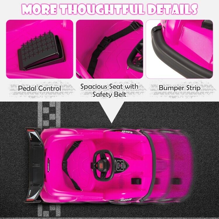 Kid's Pink 6V Battery Powered Go Kart with Remote Control and Safety Belt - Image 8