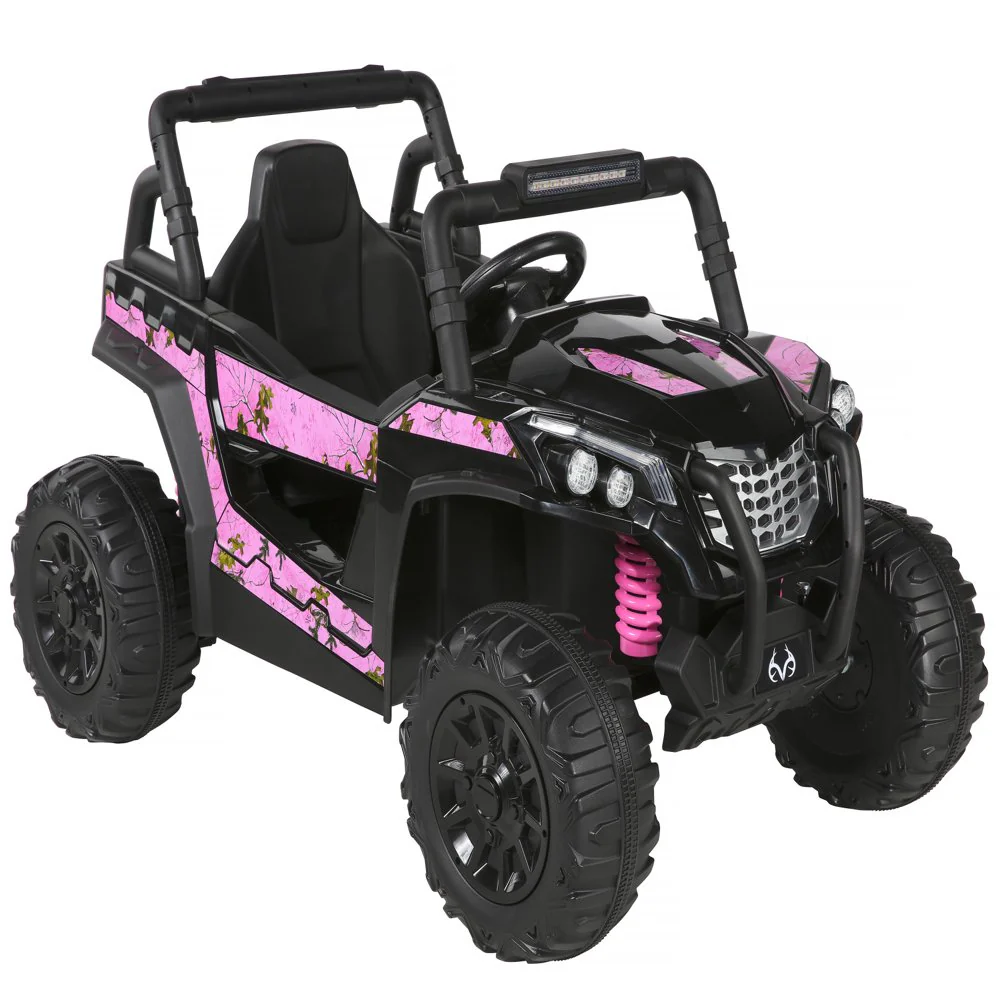 Kids' Pink Camouflage UTV Ride-On Truck with 12V Power and Single Seater Design - Image 11