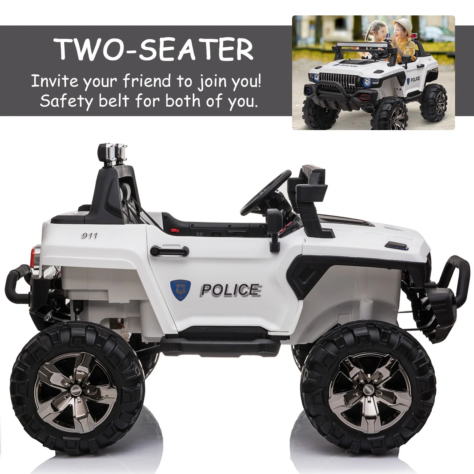 Electric Police Truck Ride-On Car for Kids - Image 7
