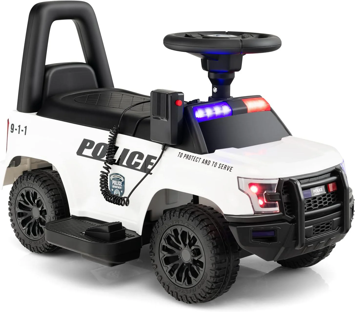 Kids Police Ride-On Car Toy with Lights, Sounds, Megaphone, and Music - Image 11