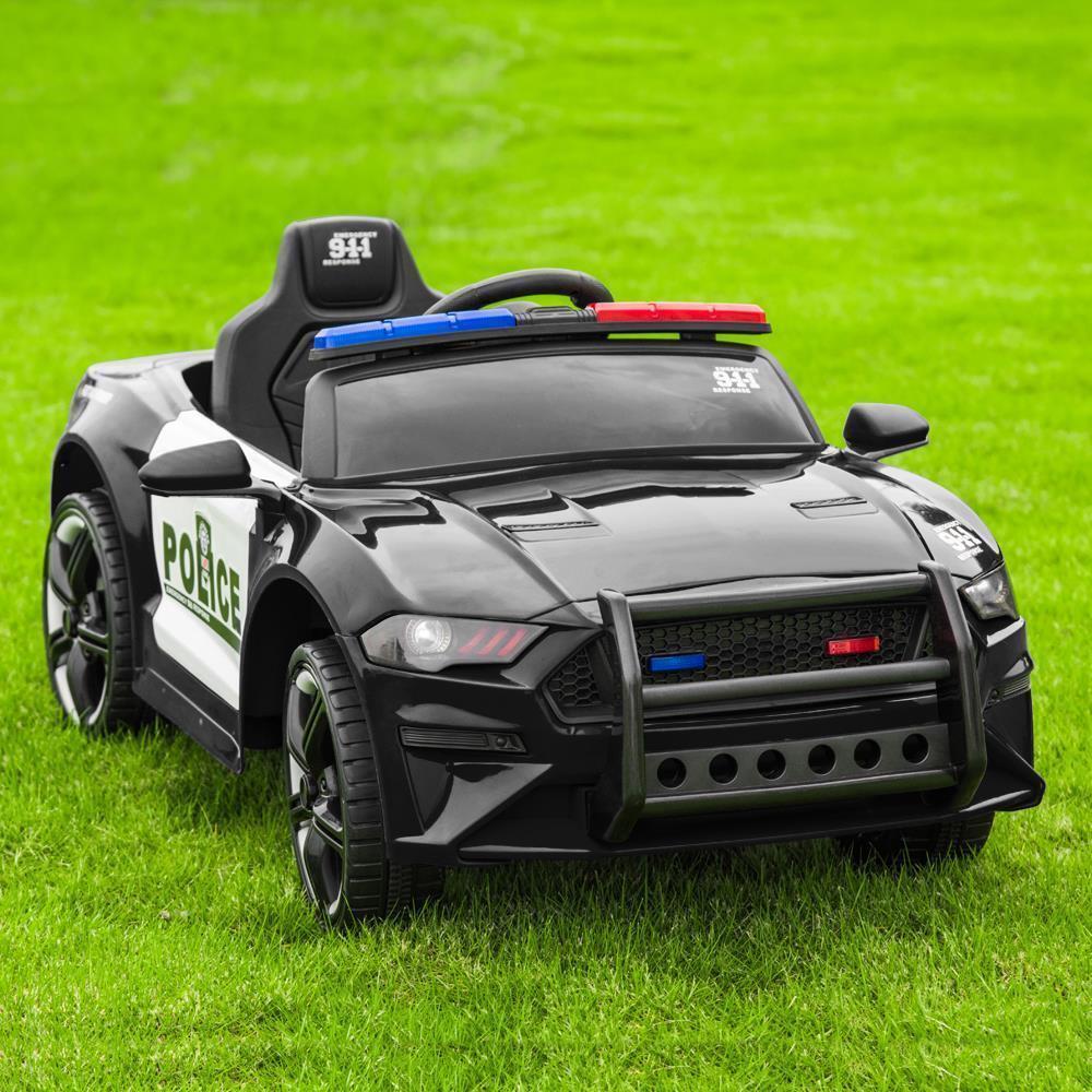 Kids Police SUV Ride-On Car with 2 Speeds, LED Lights, Music, and Parental Control - Black - Image 6