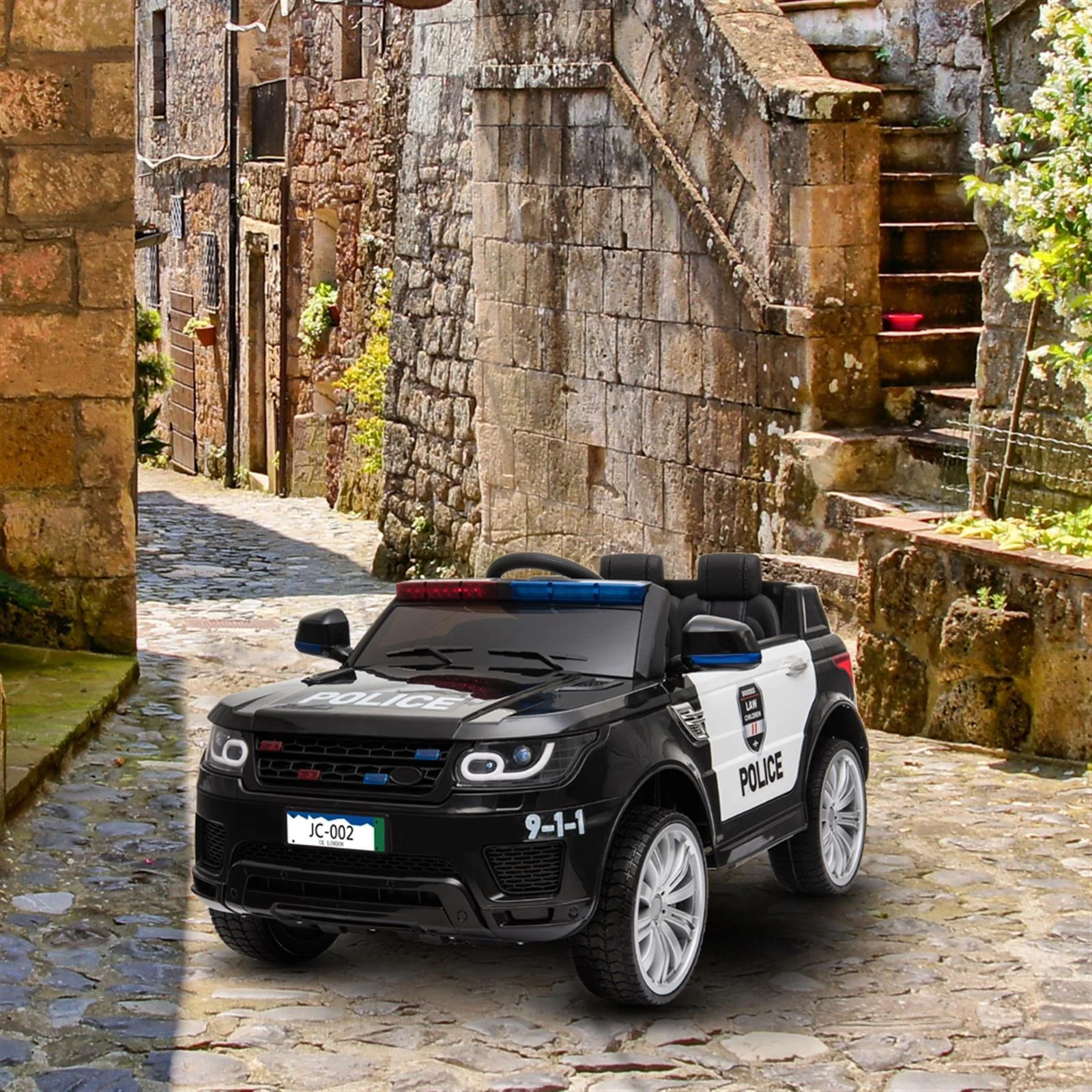 Kids Police SUV Ride-On Car with Lights, Music, Sirens, and Parental Control - 12V - Image 13
