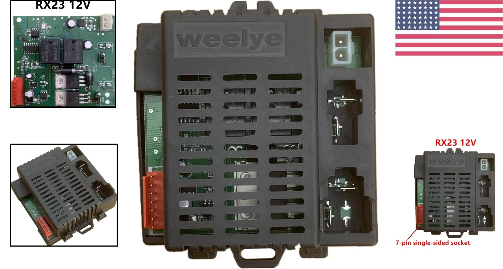12V Kids Ride-On Car Control Box with 7-Pin Socket Compatibility - Image 2