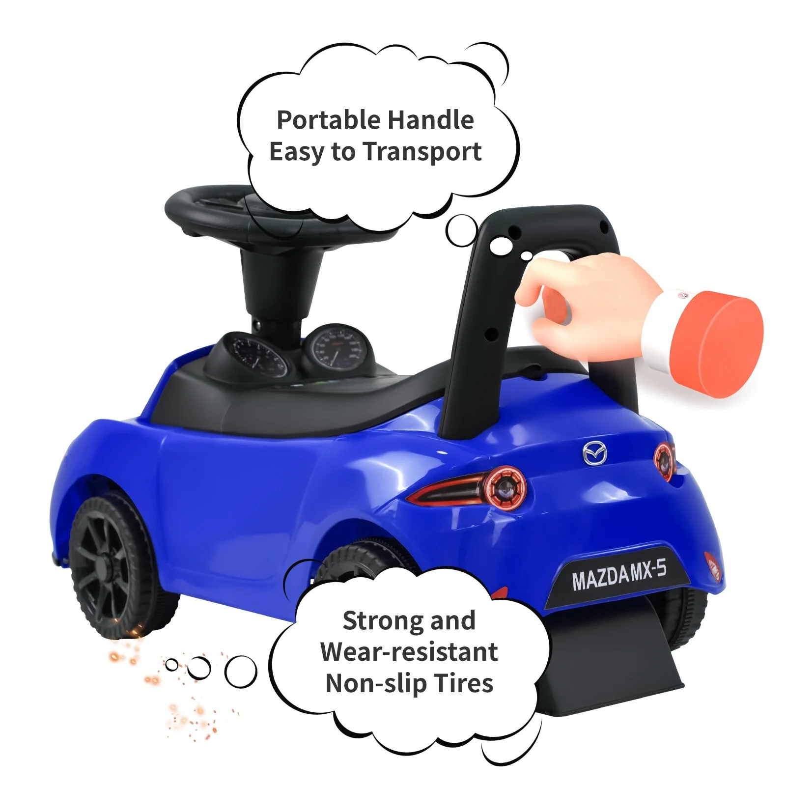 Toddler Push Ride-On Car with MP3 and LED Lights, Supports up to 50 lbs, Ages 1-4 Years - Image 4