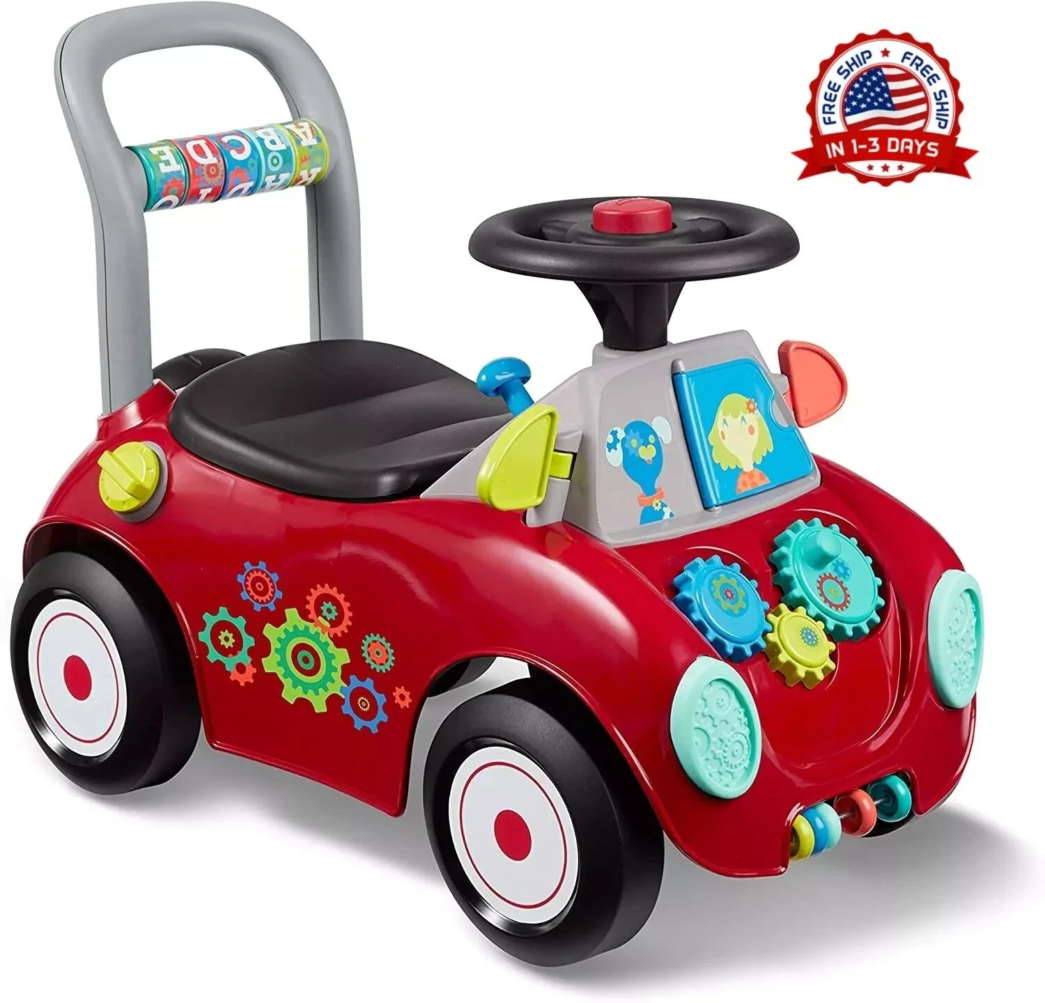 Children's Push Cart with Horn, Music, and Storage for Boys and Girls - Image 10