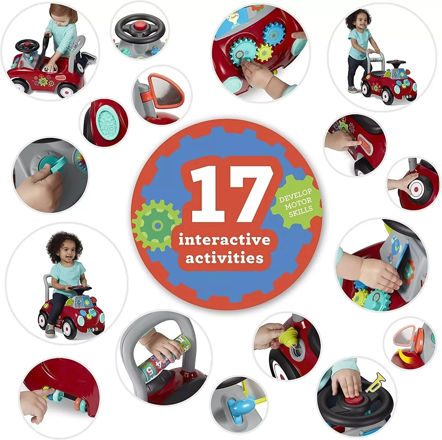 Children's Push Cart with Horn, Music, and Storage for Boys and Girls - Image 12