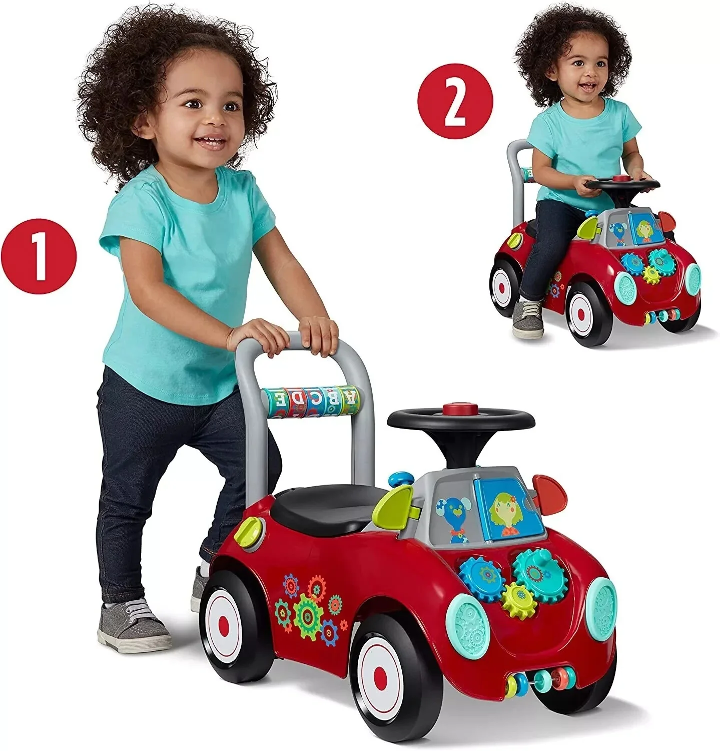 Children's Push Cart with Horn, Music, and Storage for Boys and Girls - Image 3