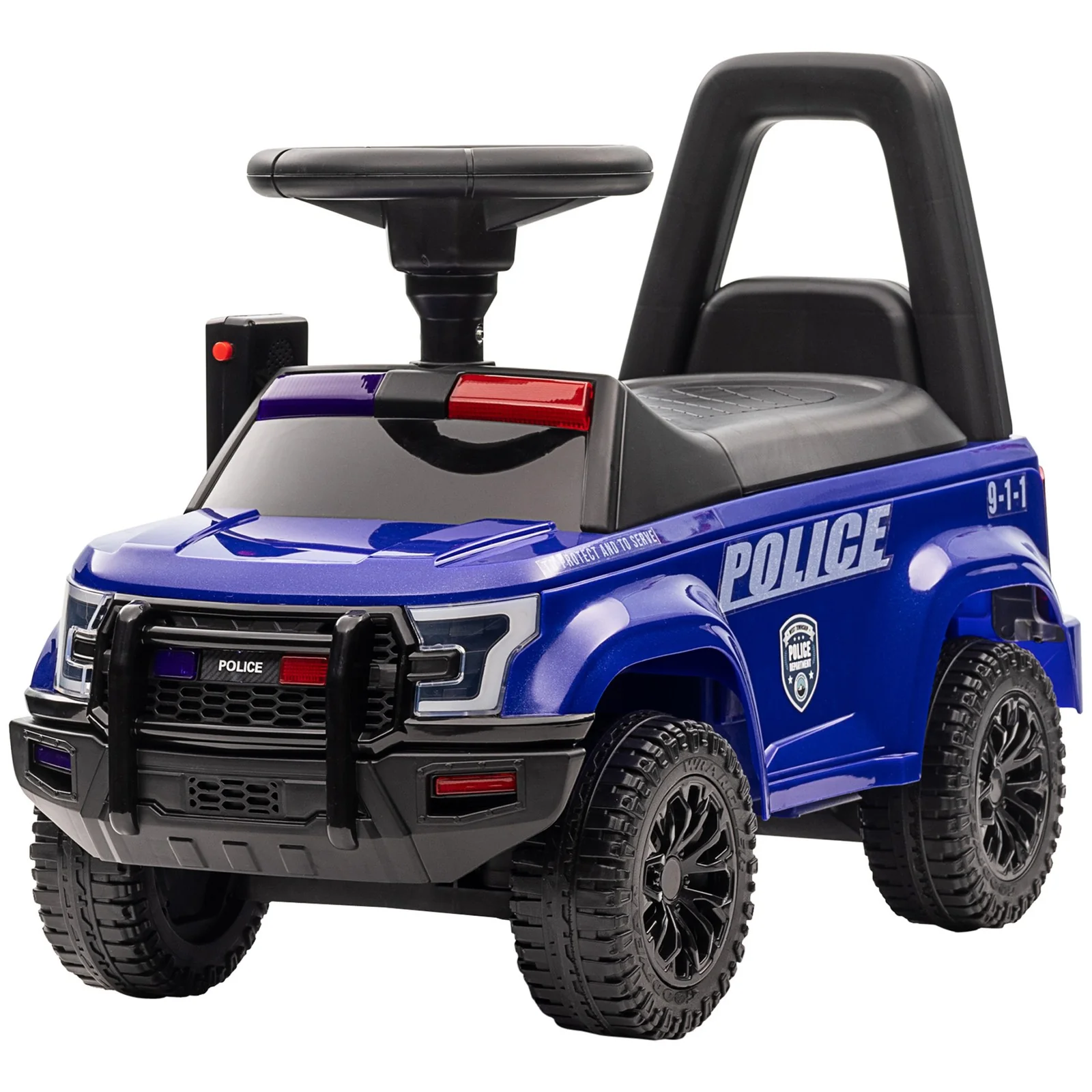 Children's Blue Push Ride-On Police Car with Horn for Ages 18 Months to 5 Years - Image 4