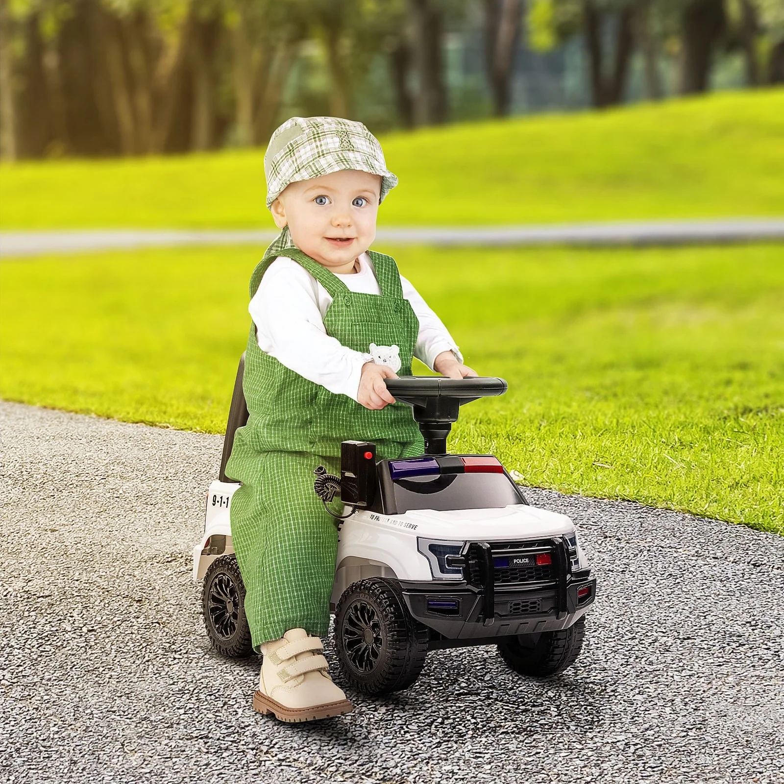 Kids Push Ride-On Police Car with Horn and Music for Ages 18 Months to 5 Years - Image 9