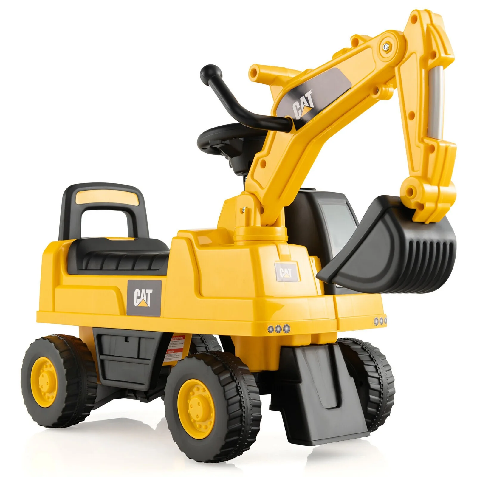 Kids Ride-On Excavator Toy with Rotatable Digging Bucket and Hidden Storage