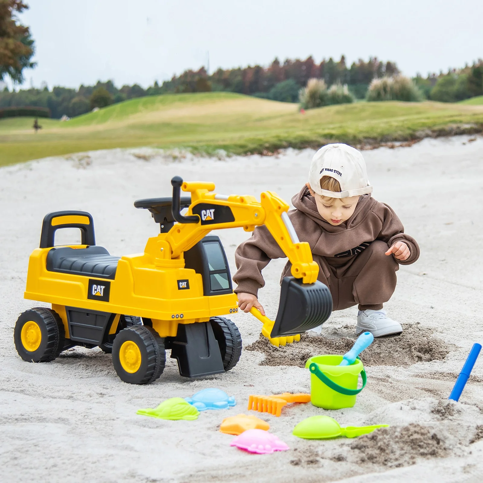 Kids Ride-On Excavator Toy with Rotatable Digging Bucket and Hidden Storage - Image 4
