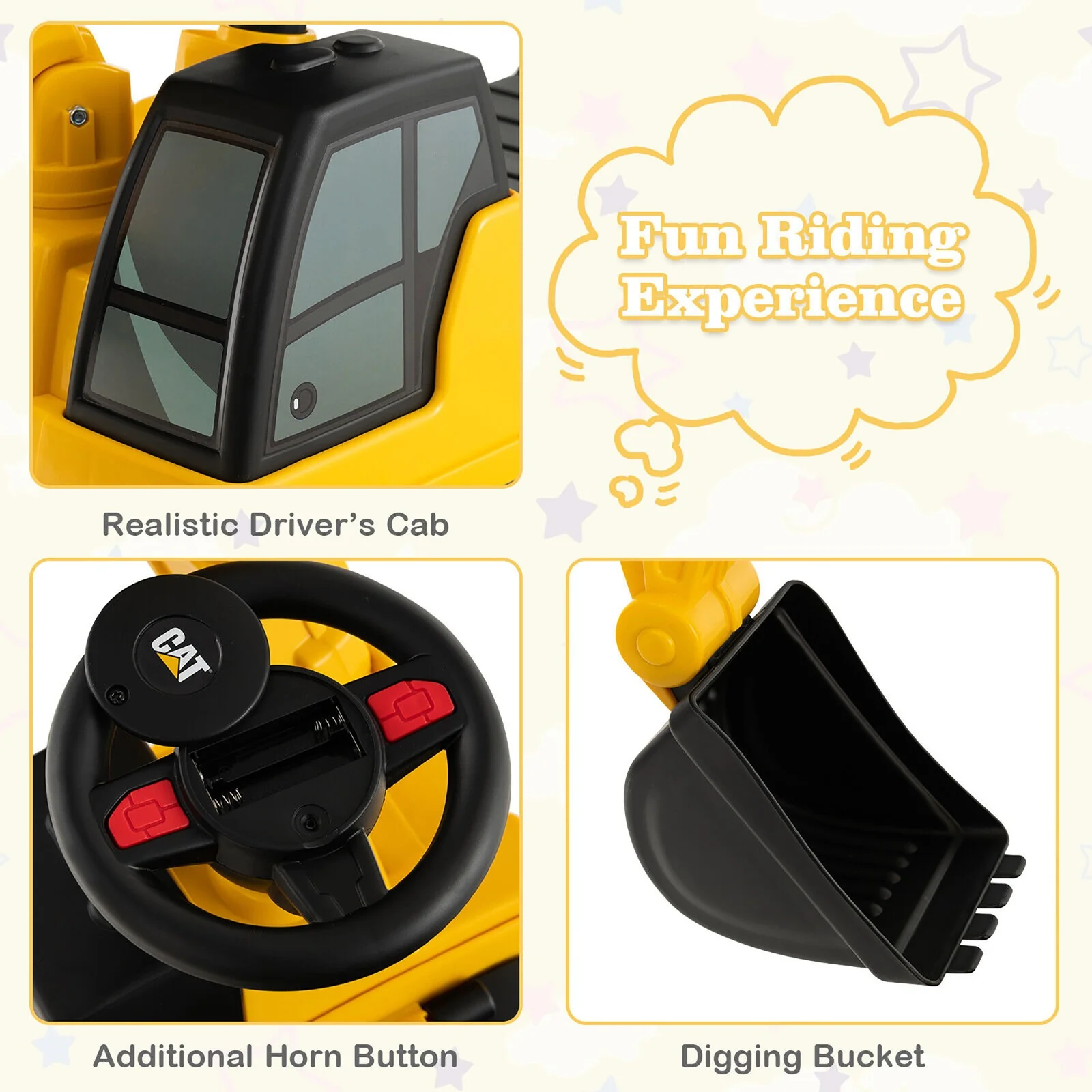 Kids Ride-On Excavator Toy with Rotatable Digging Bucket and Hidden Storage - Image 5