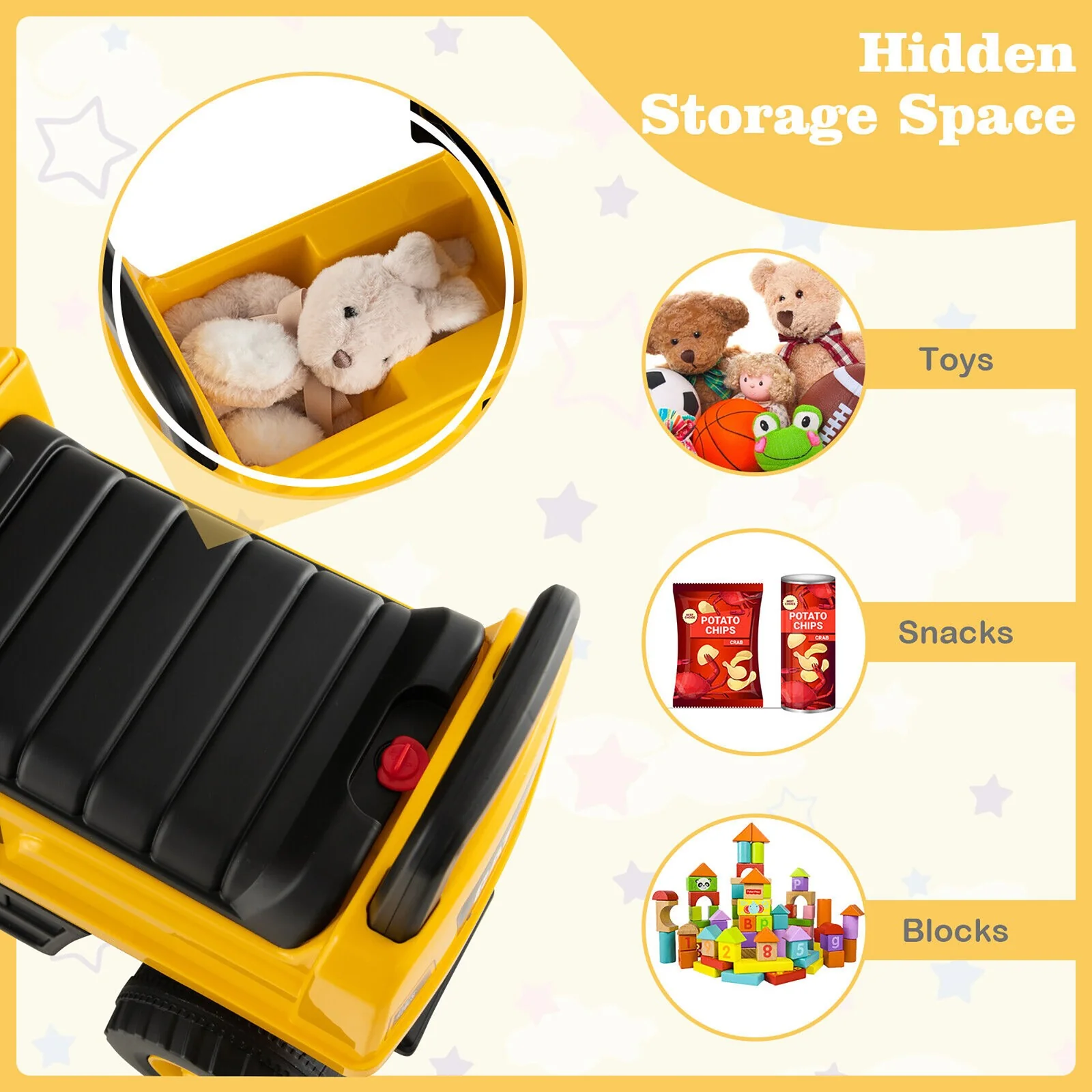 Kids Ride-On Excavator Toy with Rotatable Digging Bucket and Hidden Storage - Image 6
