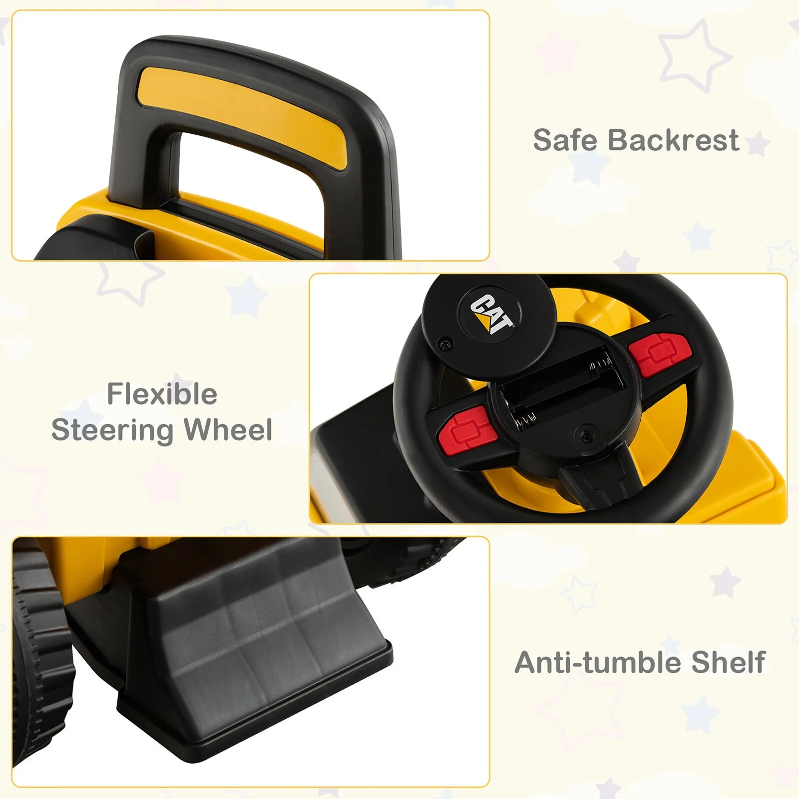 Kids Ride-On Excavator Toy with Rotatable Digging Bucket and Hidden Storage - Image 8