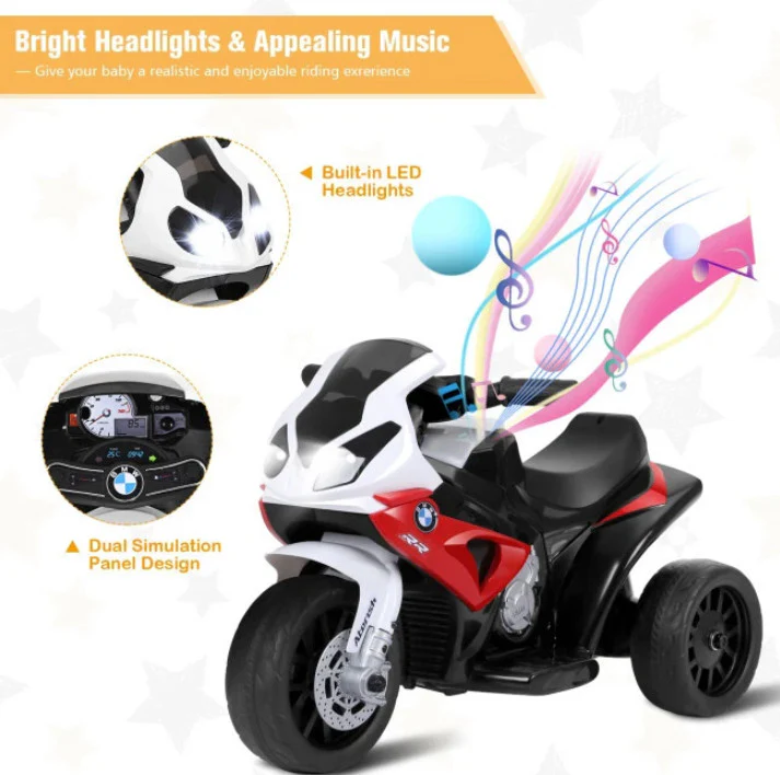 6V Electric Licensed BMW Kids 3-Wheel Ride-On Trike with Music - Image 13