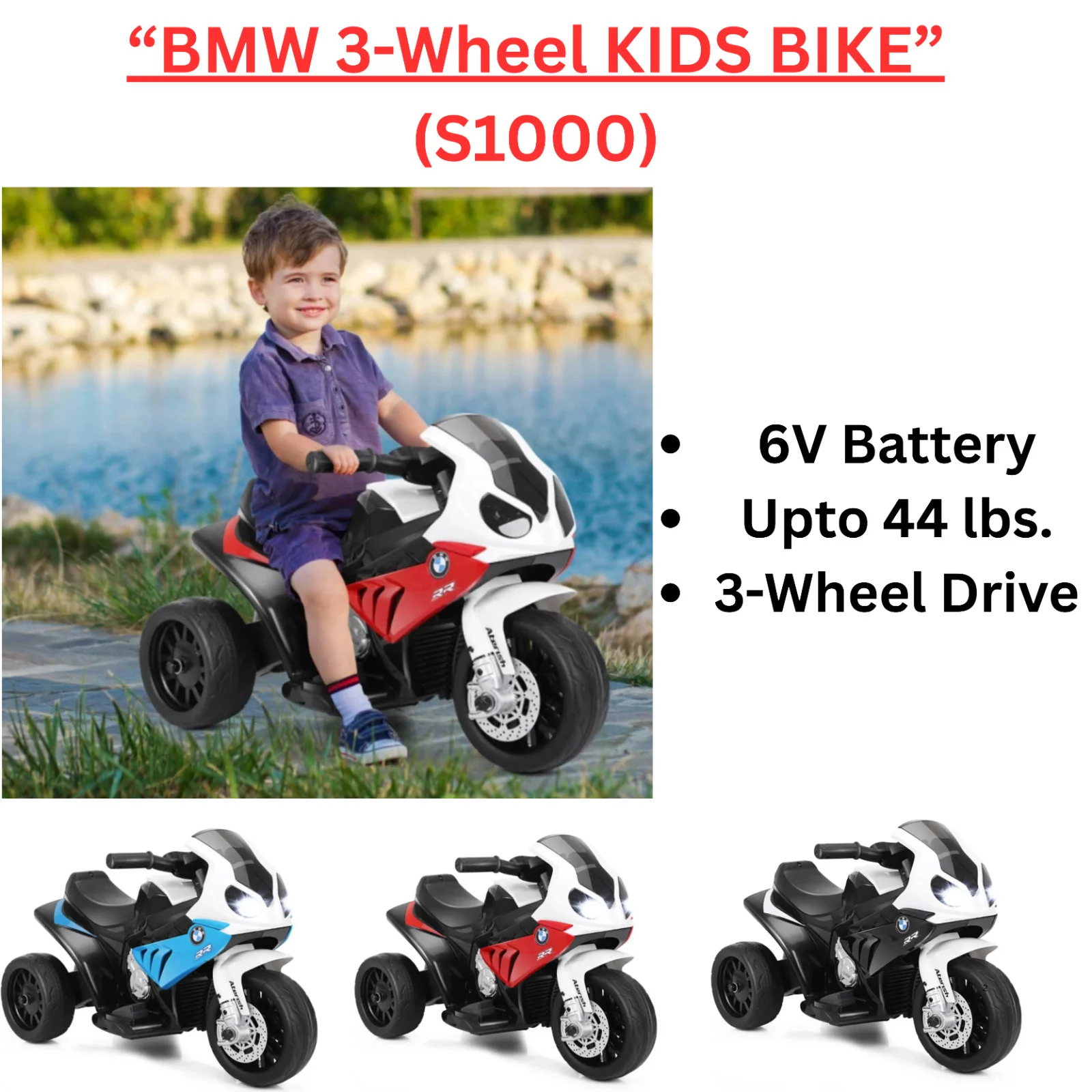 6V Electric Licensed BMW Kids 3-Wheel Ride-On Trike with Music - Image 15