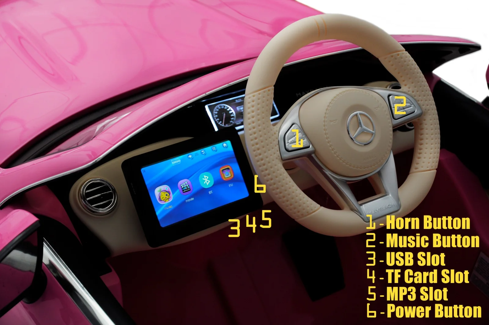 Kids Ride-On Car with MP4 Screen and Bluetooth Licensed Mercedes-Benz Maybach in Multiple Colors - Image 17