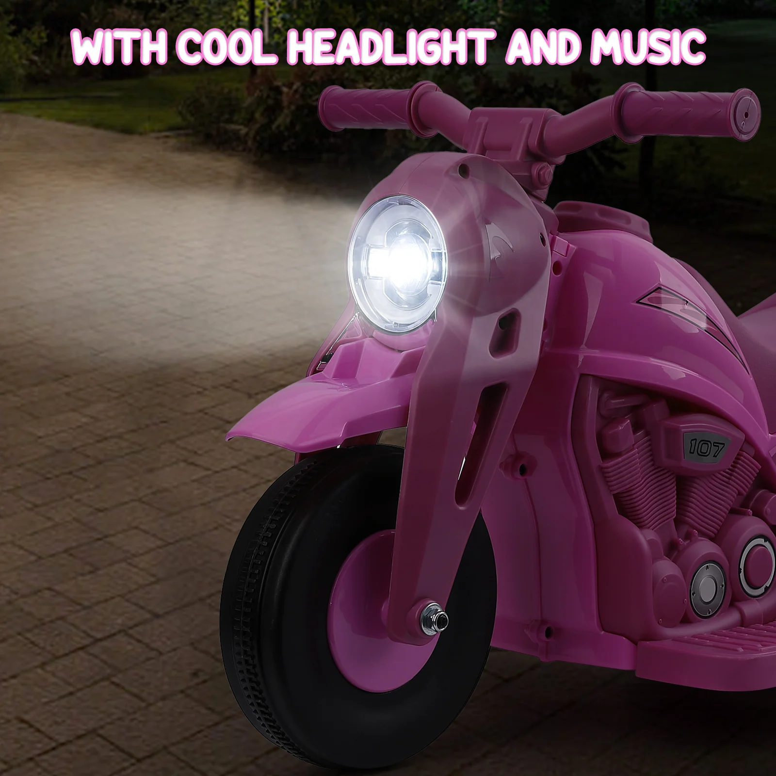 Battery-Powered Kids 3-Wheel Ride-On Motorcycle with LED Headlight and Bubble Function - Image 10