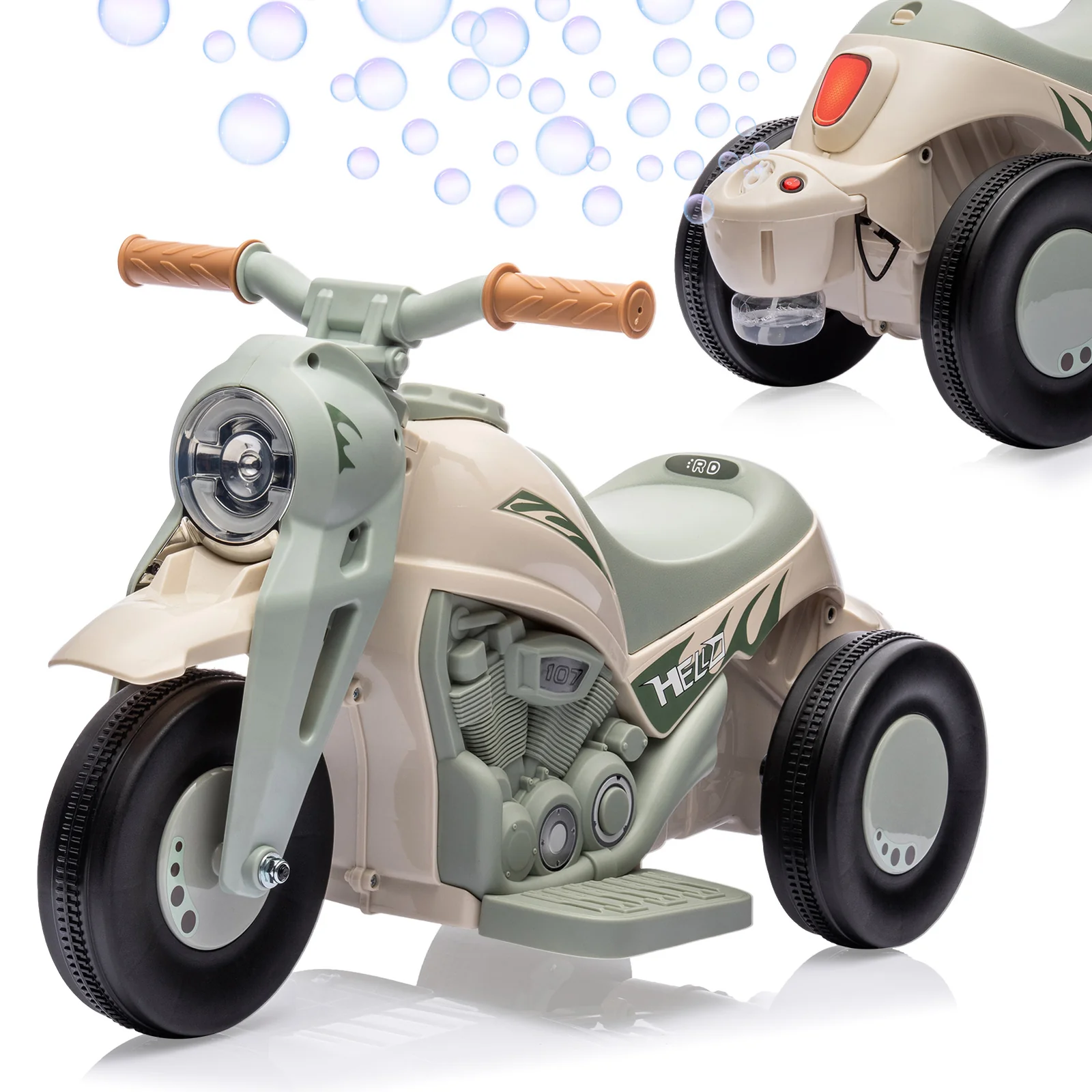 Battery-Powered Kids 3-Wheel Ride-On Motorcycle with LED Headlight and Bubble Function - Image 18