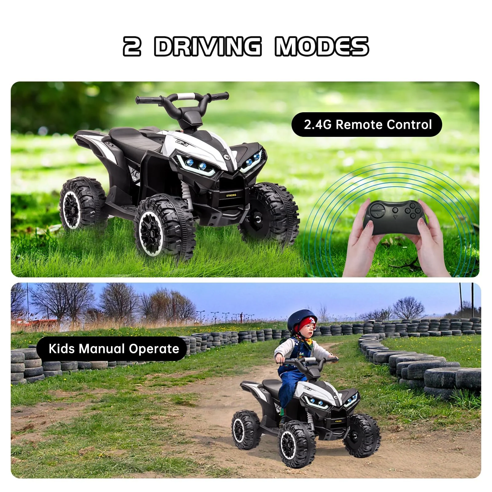 12V Battery-Powered Kids Ride-On ATV Quad with LED Lights and Remote Control Toy Car - Image 5