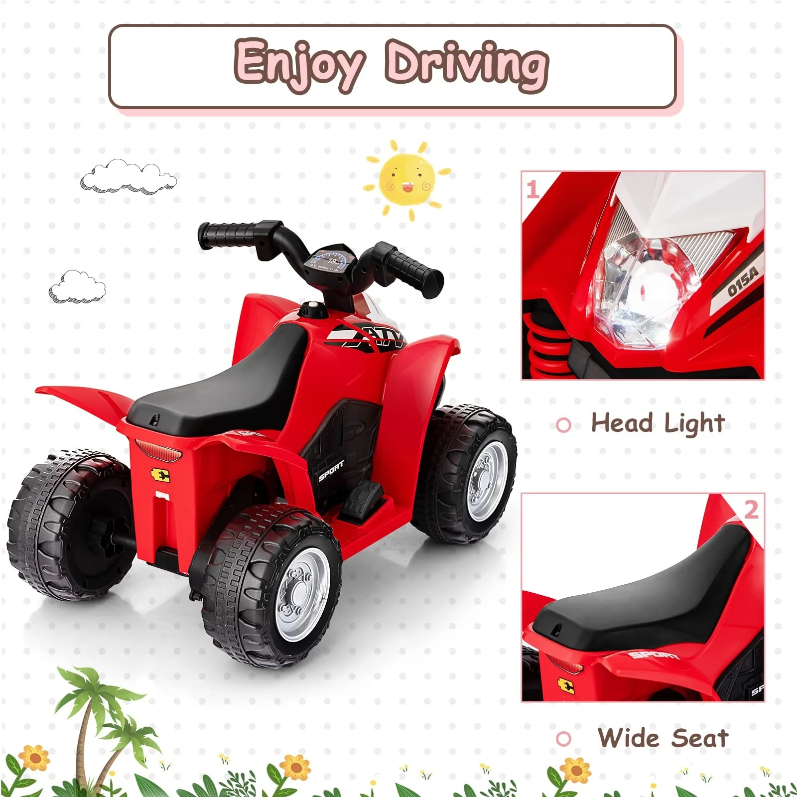 6V Electric Ride-On ATV for Toddlers Battery-Powered 4-Wheeler Vehicle - Image 3