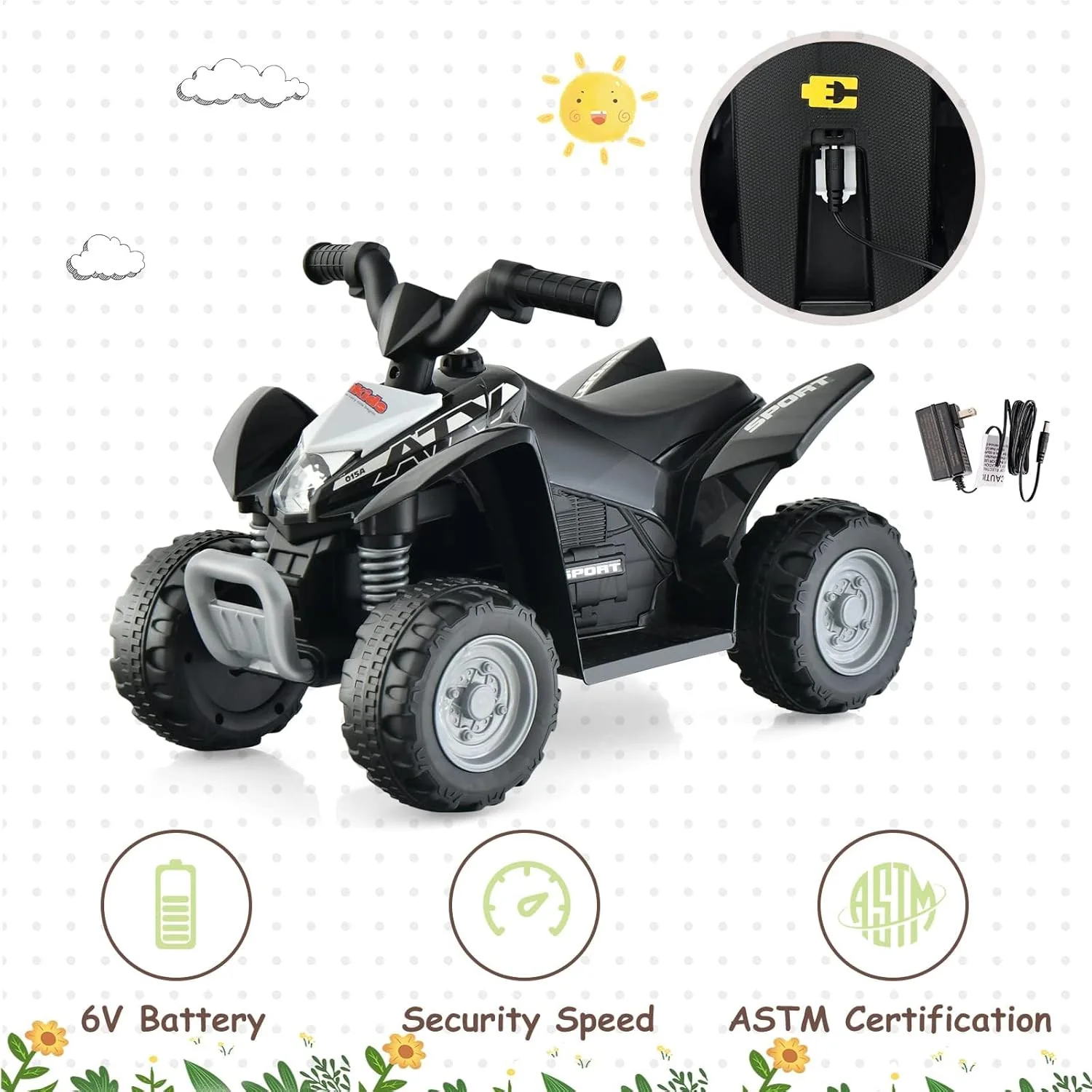 6V Electric Ride-On 4-Wheeler ATV for Toddlers Battery-Powered Vehicle - Image 6
