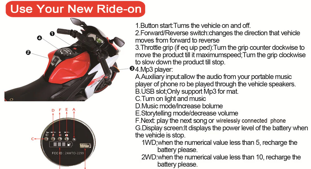 12V Kids Electric Ride-On Motorcycle with Training Wheels and LED Lights - Image 10