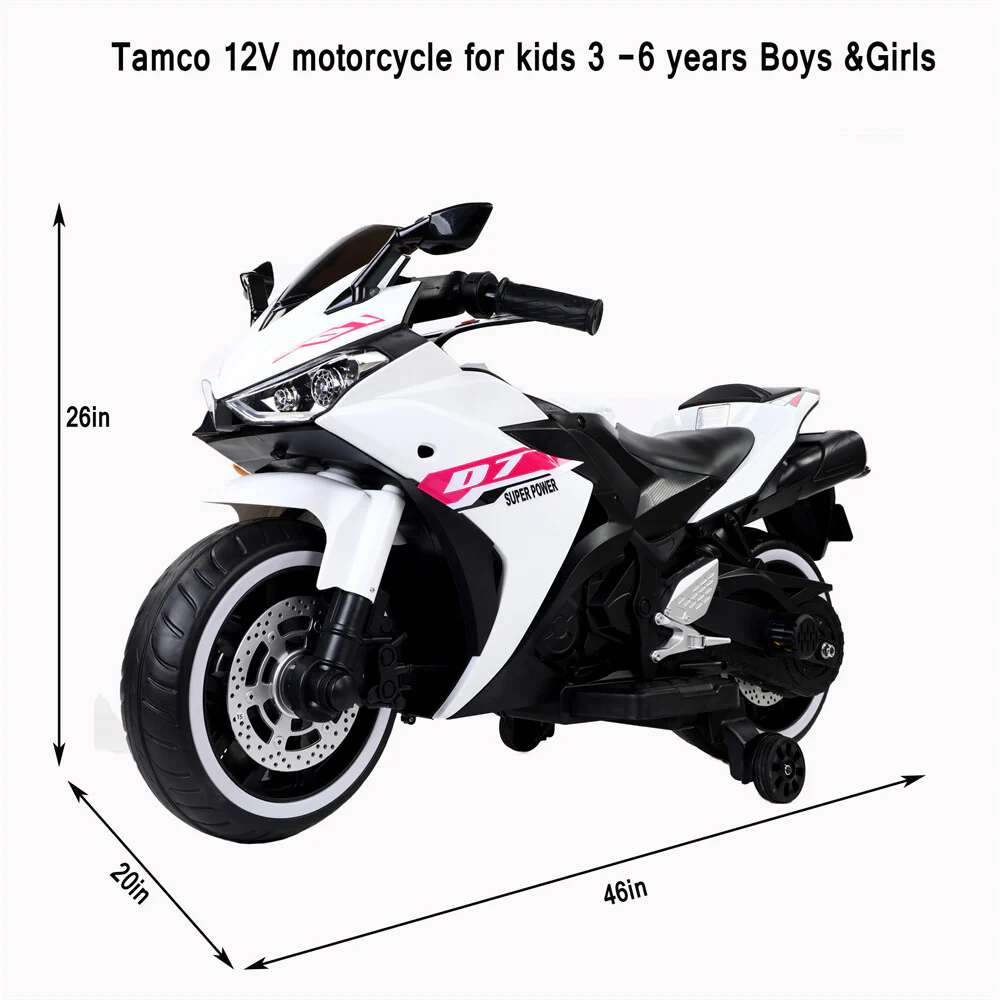 12V Kids Electric Ride-On Motorcycle with Training Wheels and LED Lights - Image 3