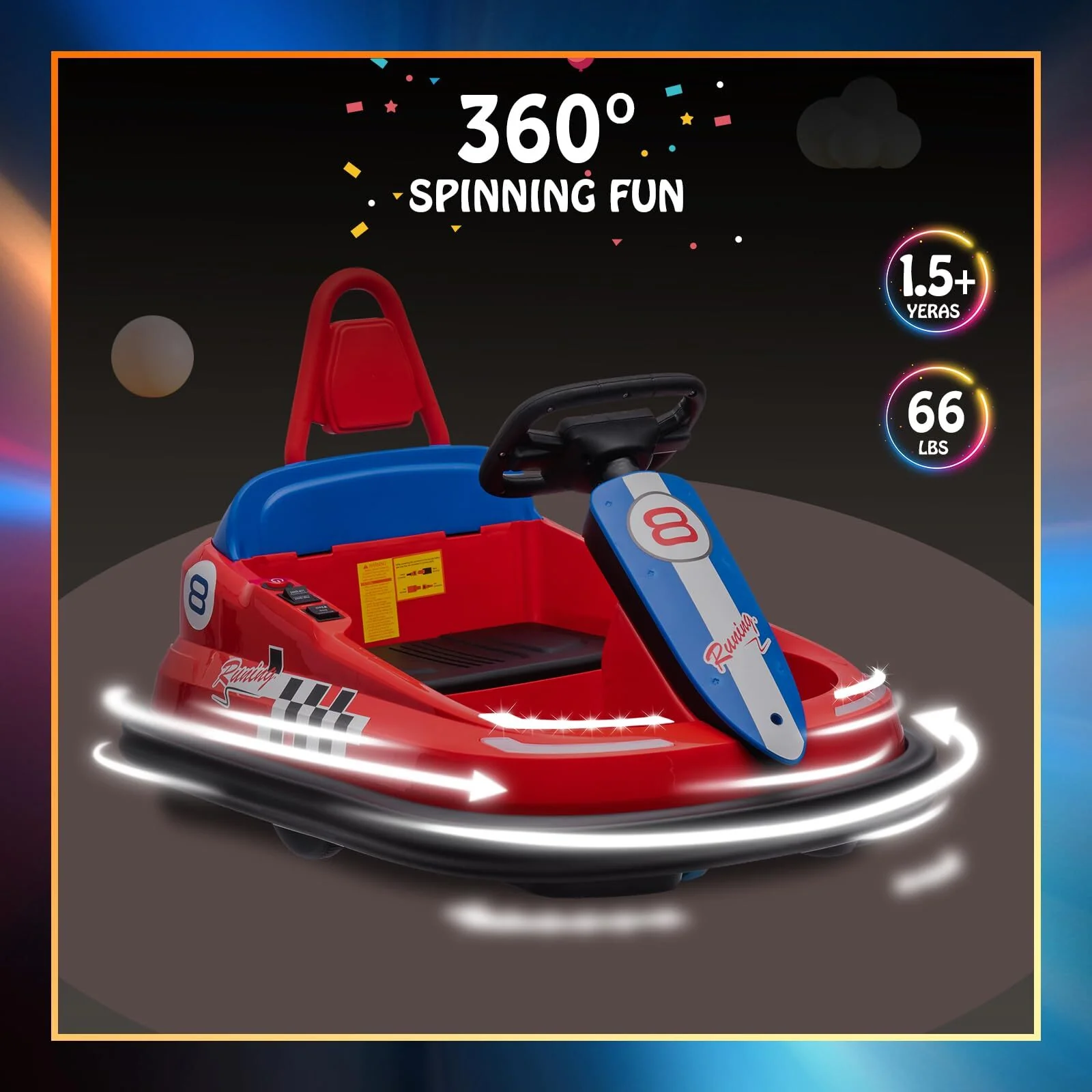 6V Electric Ride-On Bumper Car for Toddlers with 2 Speeds and Lights - Image 5
