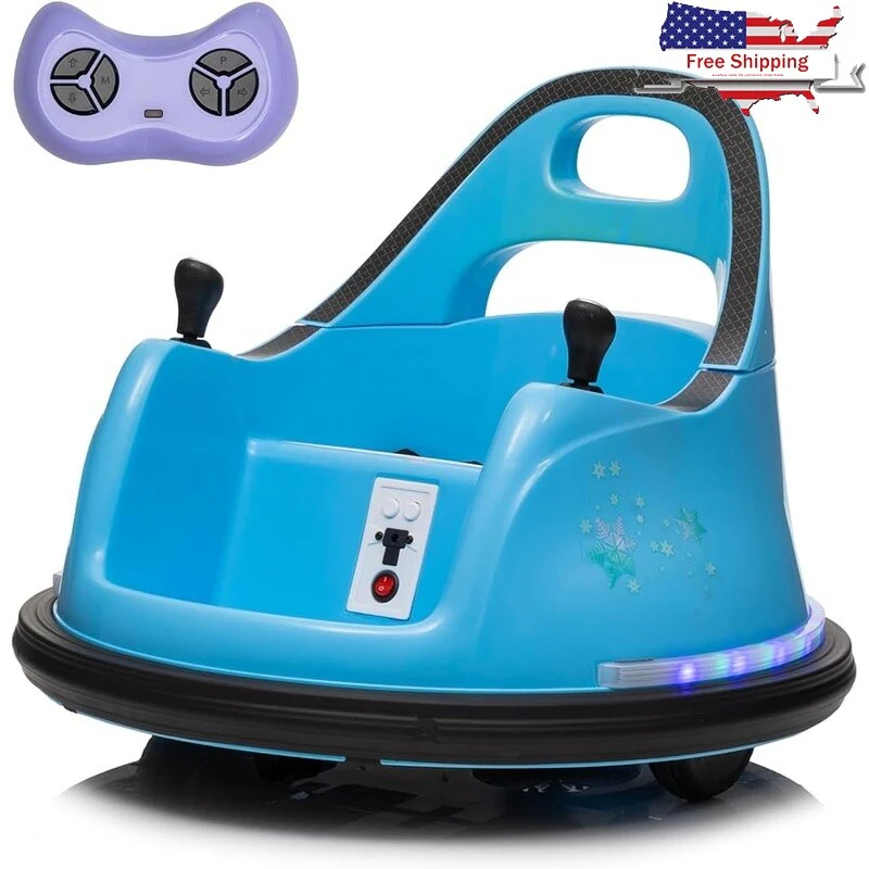 12V Remote Control Ride-On Bumper Car for Toddlers with 360-Degree Spin, Indoor and Outdoor Use