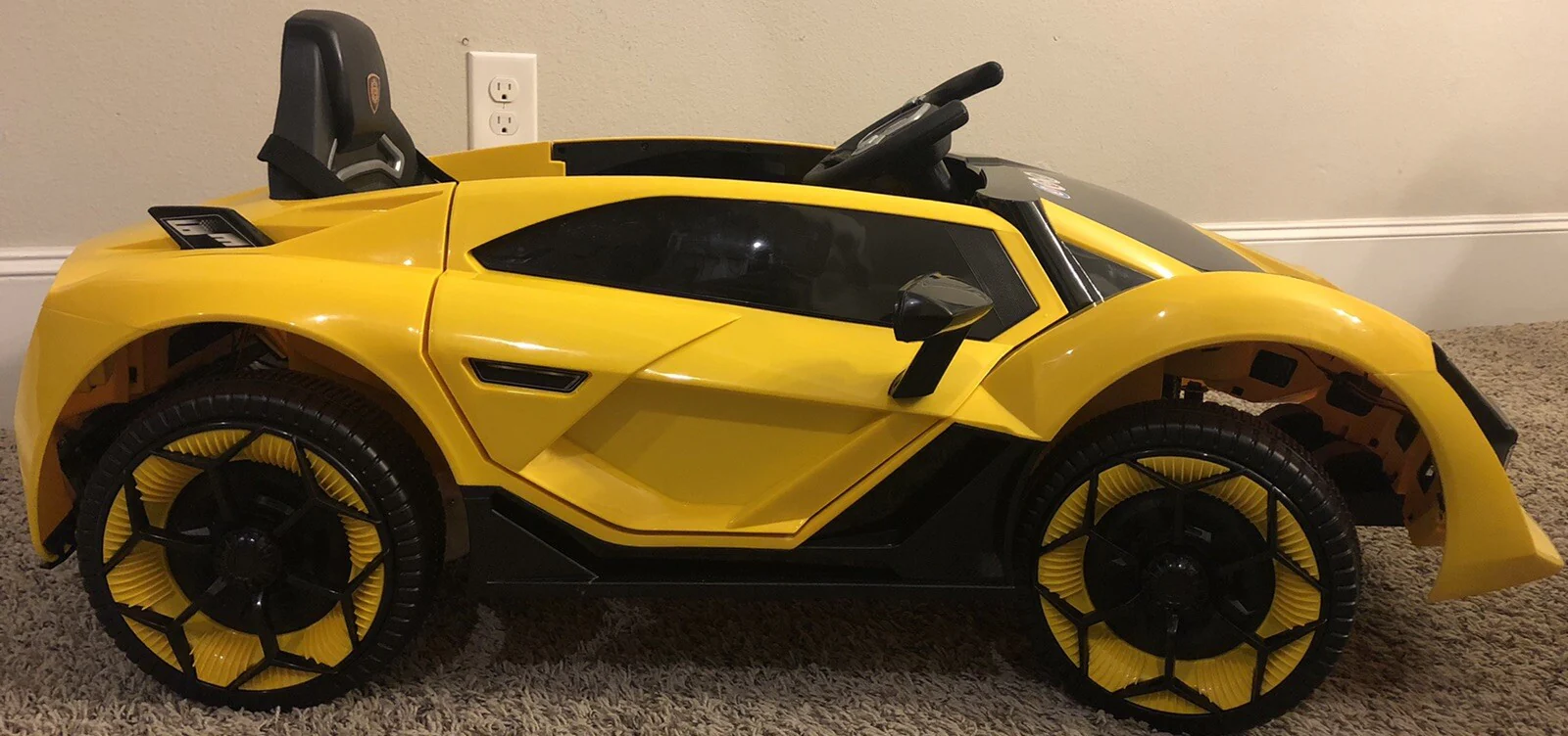 12V Battery-Powered Kids Ride-On Car with Remote Control Yellow - Image 2