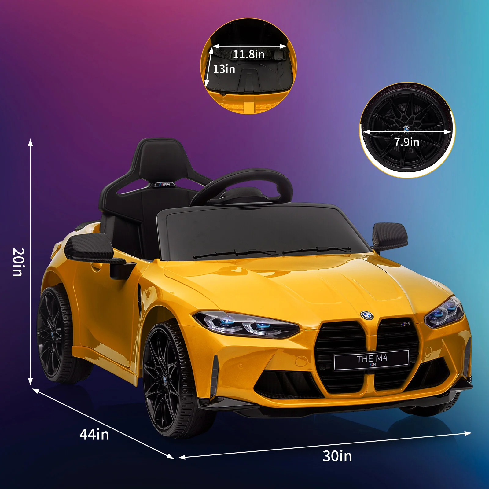 12V Electric Ride-On Car for Kids Licensed BMW M4 with Remote Control Toy Vehicle - Image 3