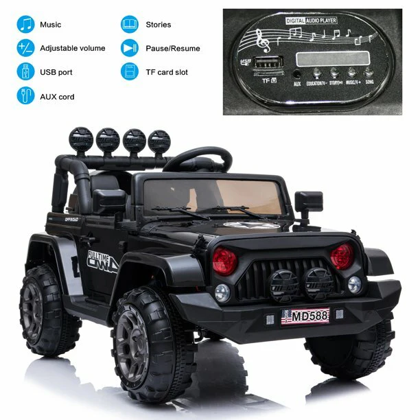 12V Kids Ride-On Electric Car with Remote Control, Dual Motors, USB Port, and LED Lights - Image 2