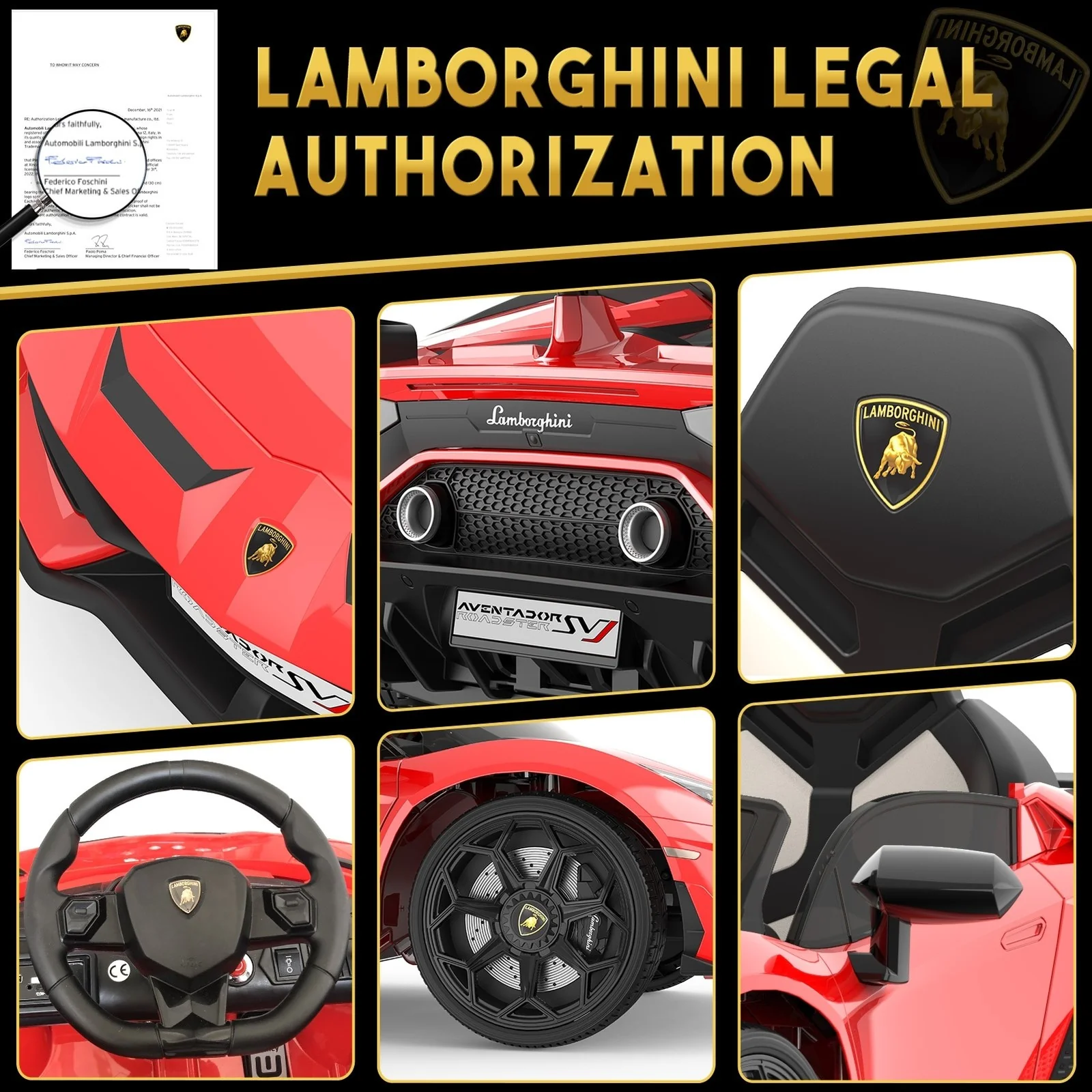 12V Licensed Lamborghini Electric Ride-On Car for Kids - Image 2