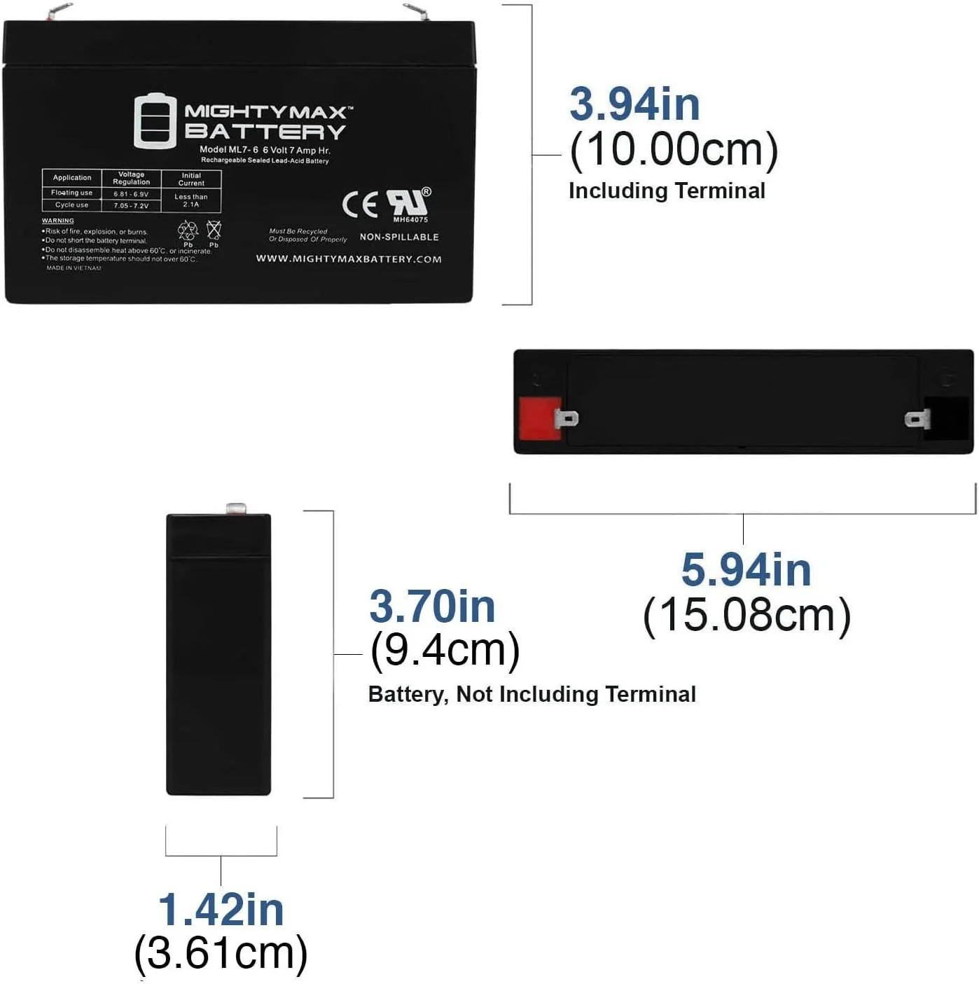 12V 7Ah Replacement Battery for Kids Electric Ride-On Power Wheels Car