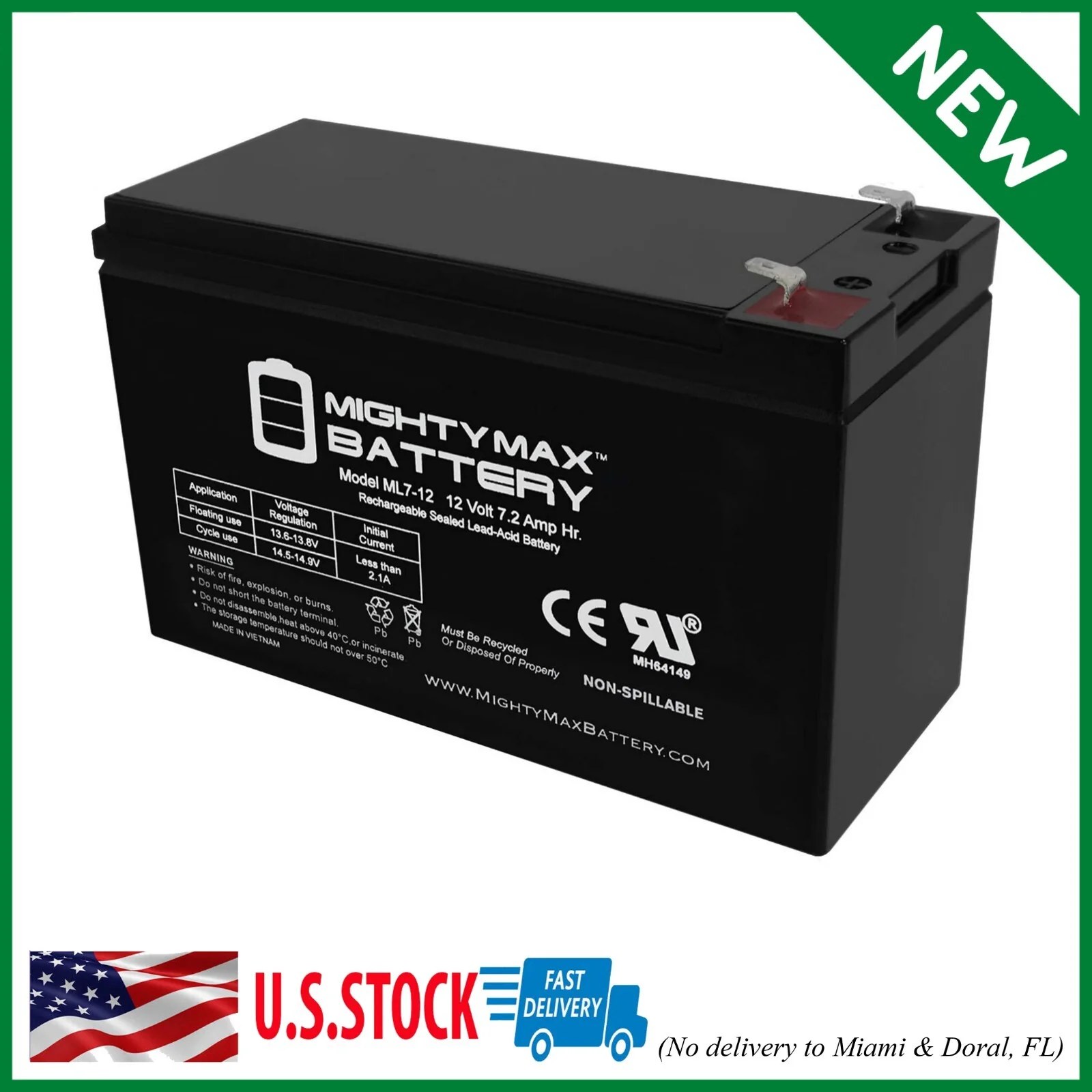 12V 7.2AH Replacement Battery for Kids Electric Ride-On Power Wheels Car - Image 8