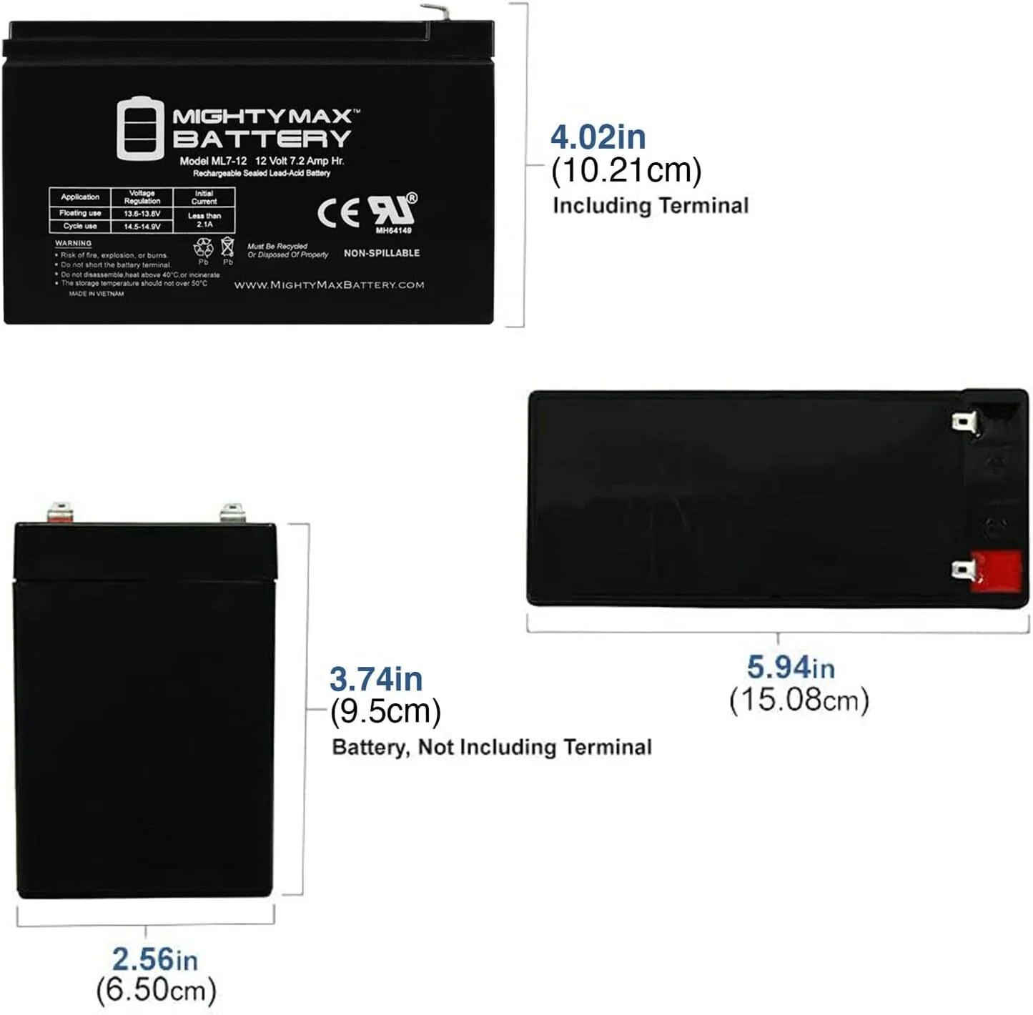 12V 7.2AH Replacement Battery for Kids Electric Ride-On Power Wheels Car - Image 2
