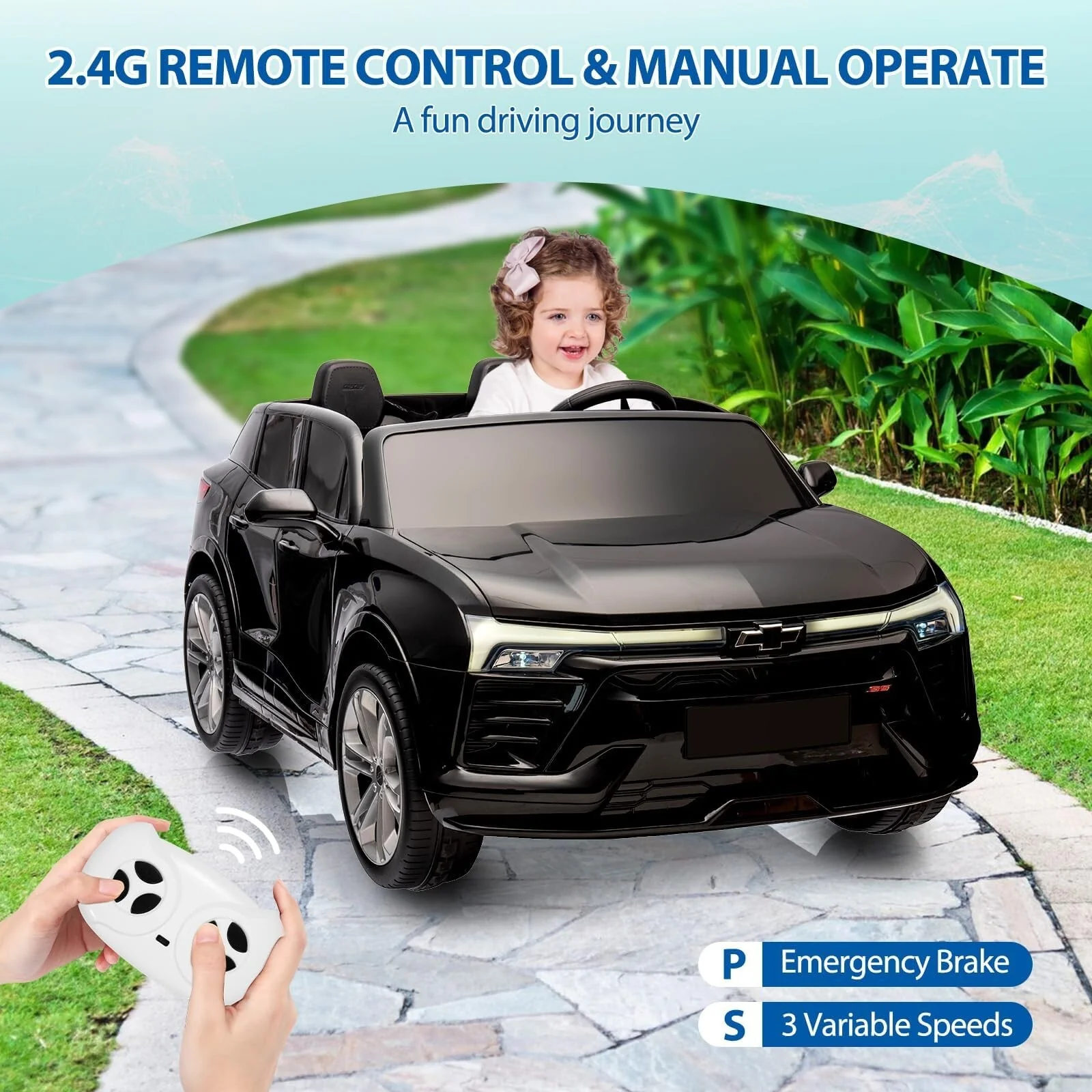 24V 2-Seater Licensed Chevrolet Blazer Ride-On SUV with Remote Control for Kids - Image 2