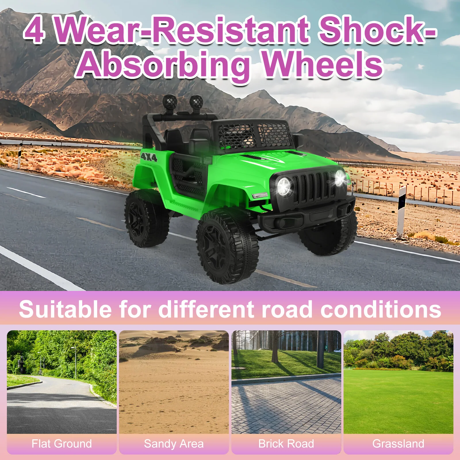 12V/24V Kids Electric Ride-On Jeep Truck ATV with LED Lights and Music Toy Vehicle - Image 10